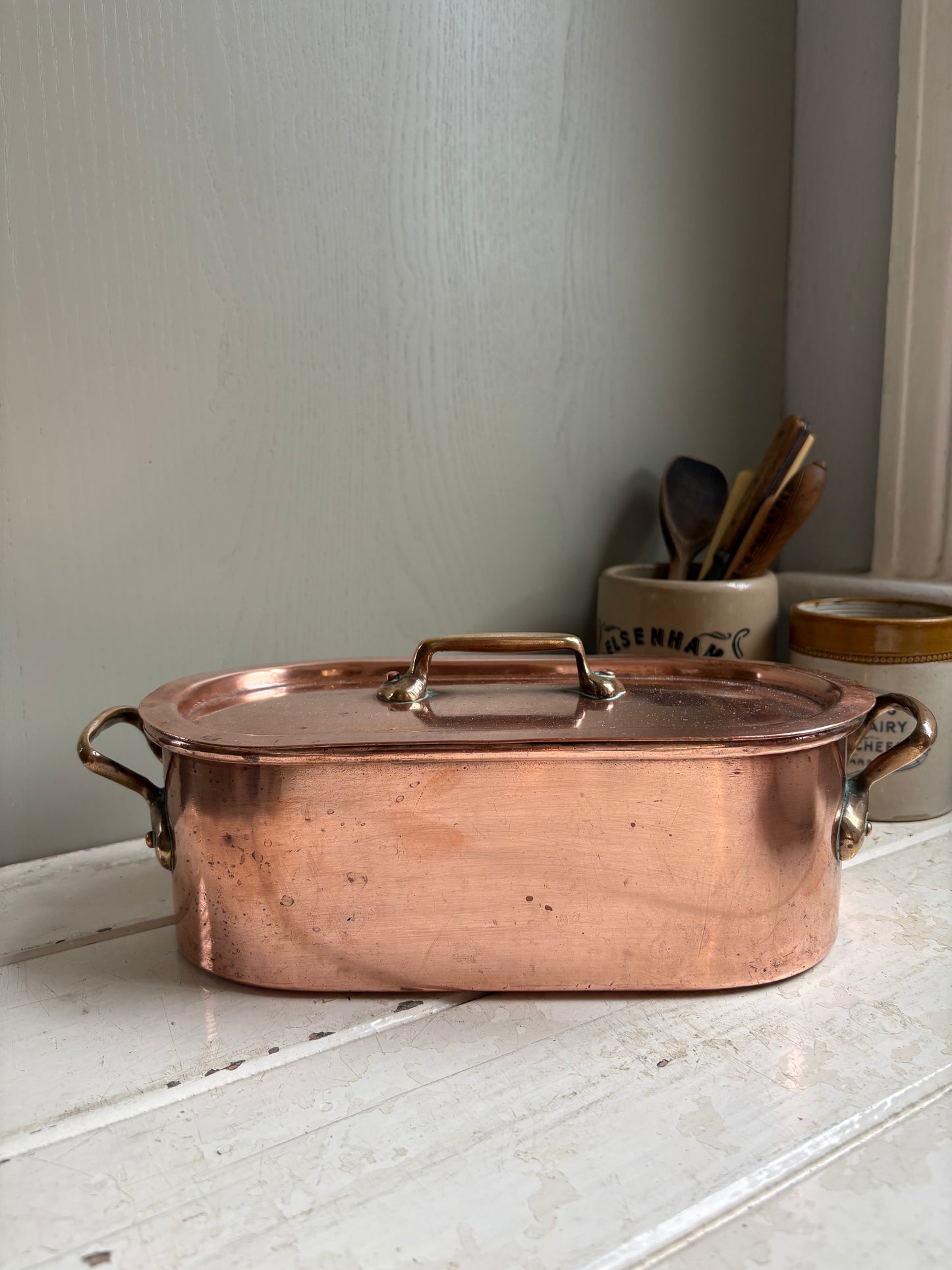 Antique Copper Fish Kettle, Kitchenalia.