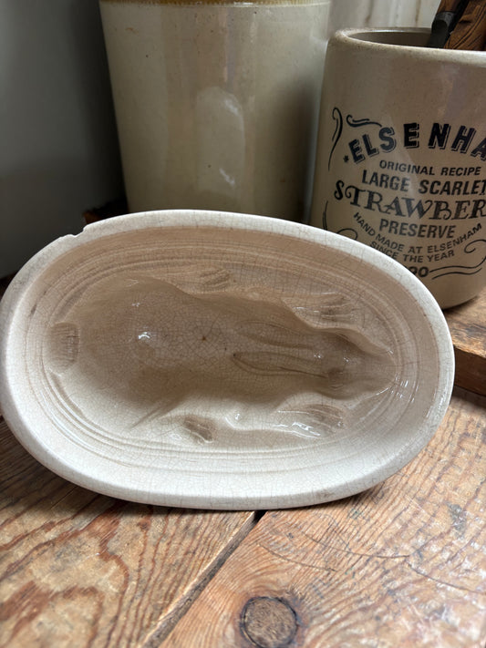 Antique Ironstone Rabbit Jelly Mould