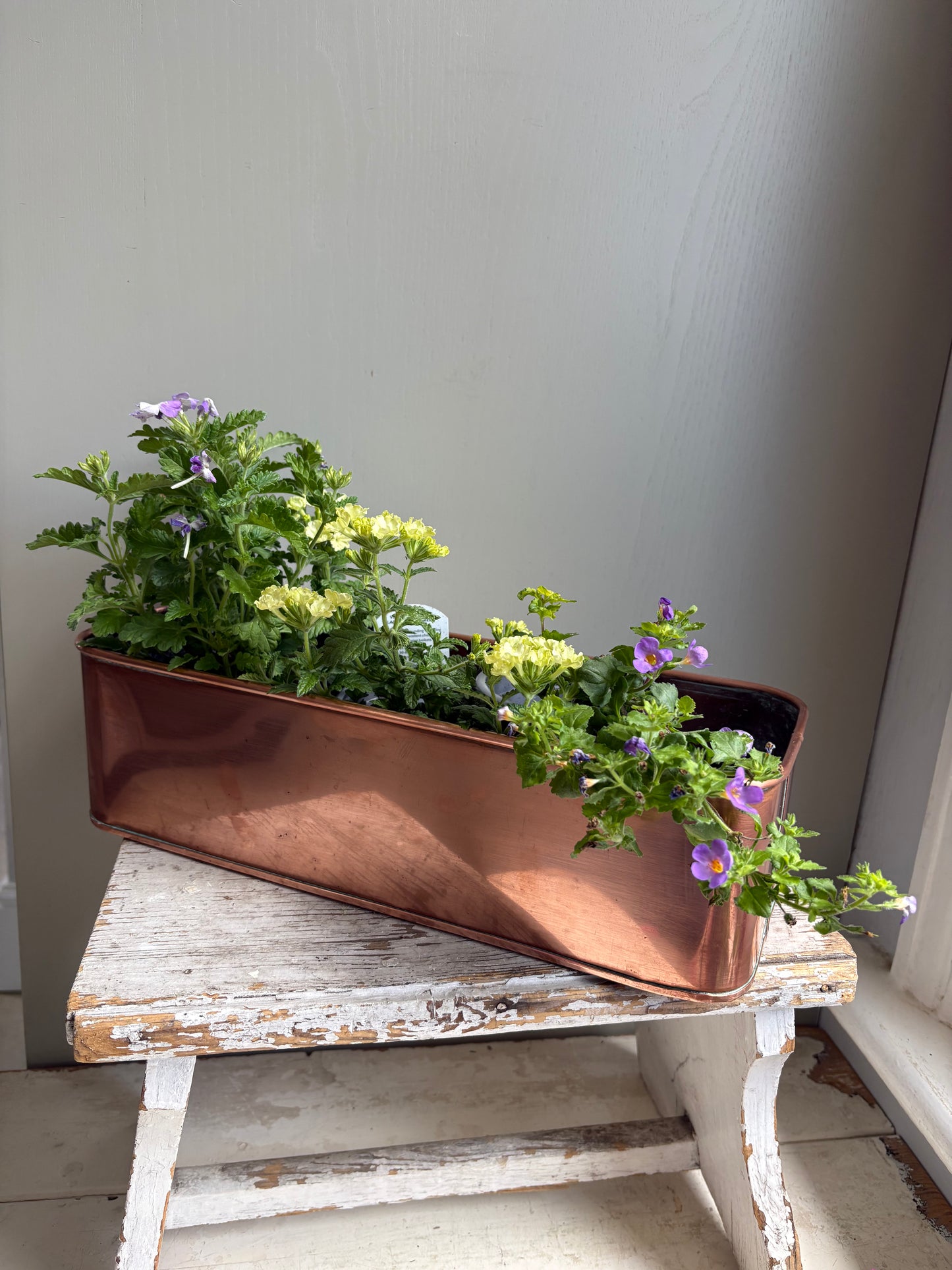 Vintage Copper Trough, Windowsill Planter