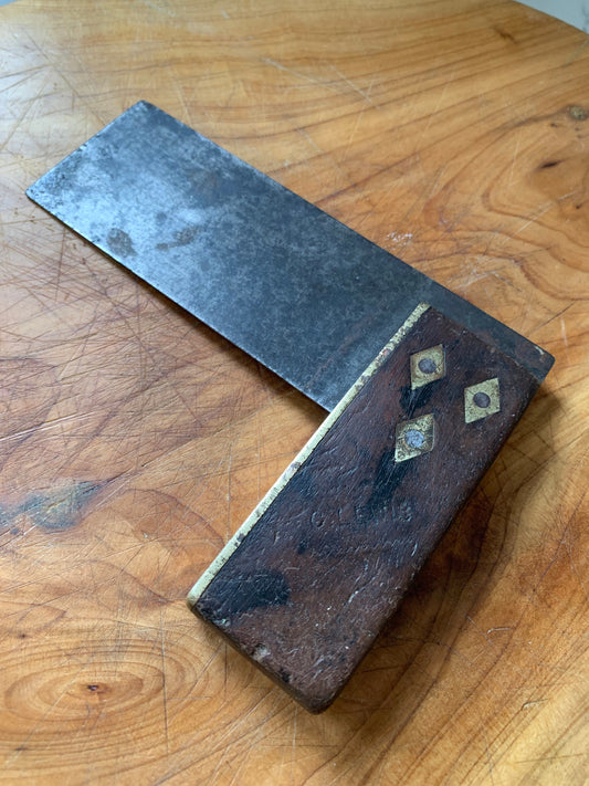 Vintage Carpenter square, with brass detailing