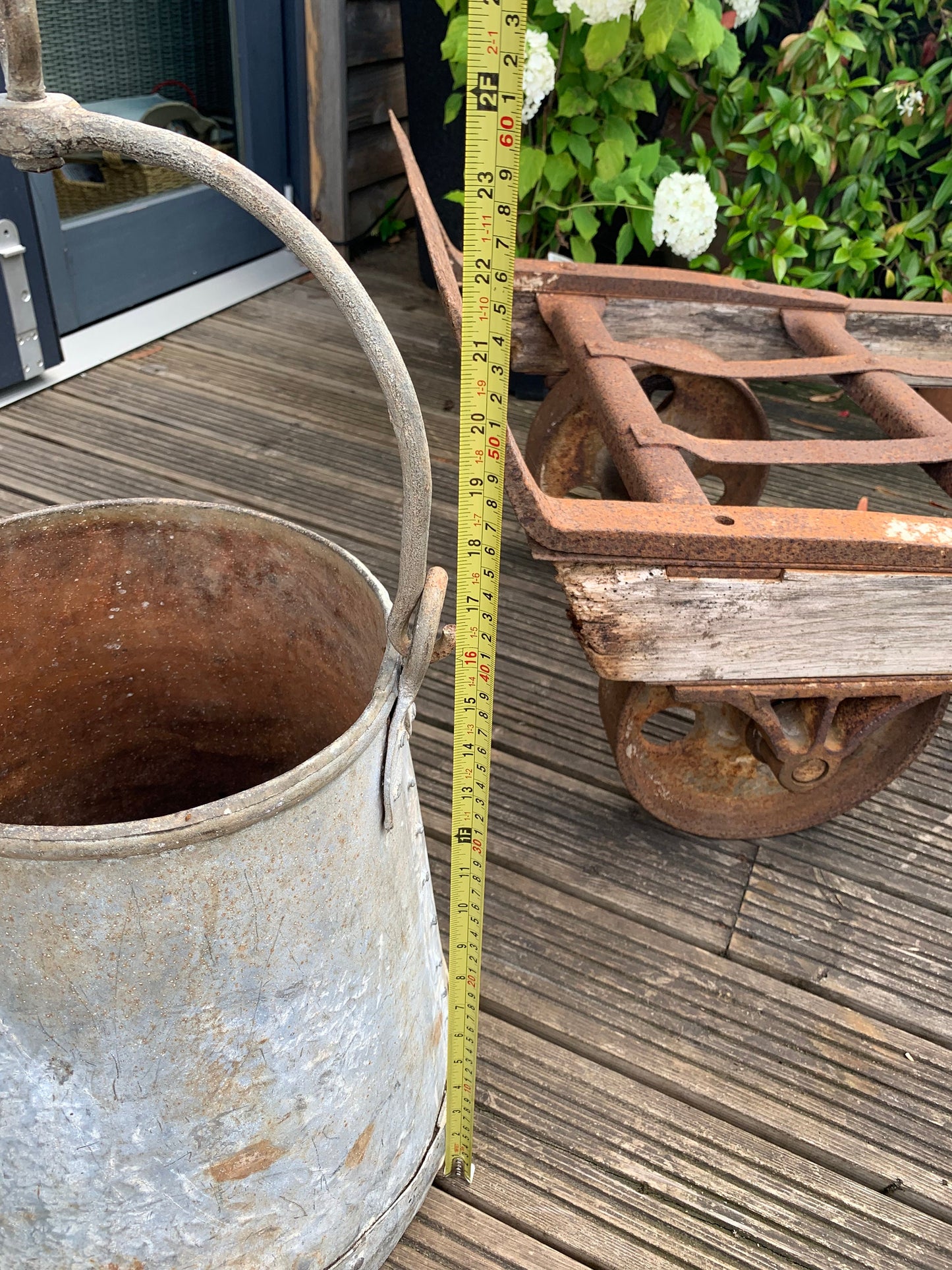 Large Vintage Well Bucket, garden planter, garden feature