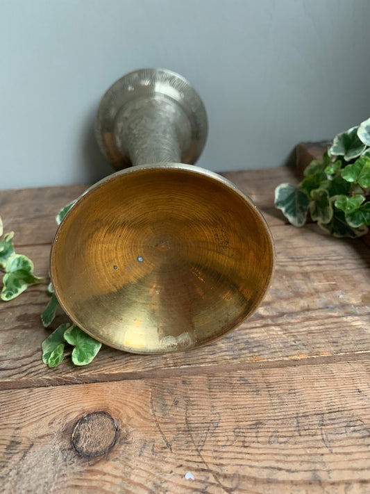 Brass Vase, Vintage Vase, Etched Vase, Candle holder
