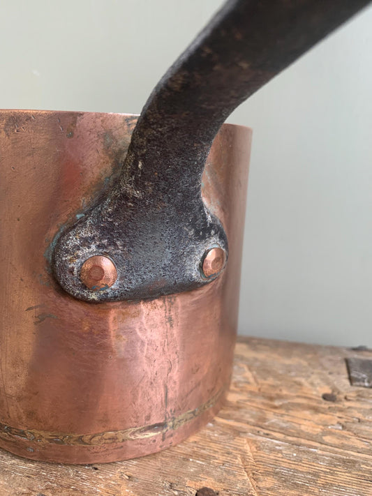 Antique French Copper Deep Saucepan