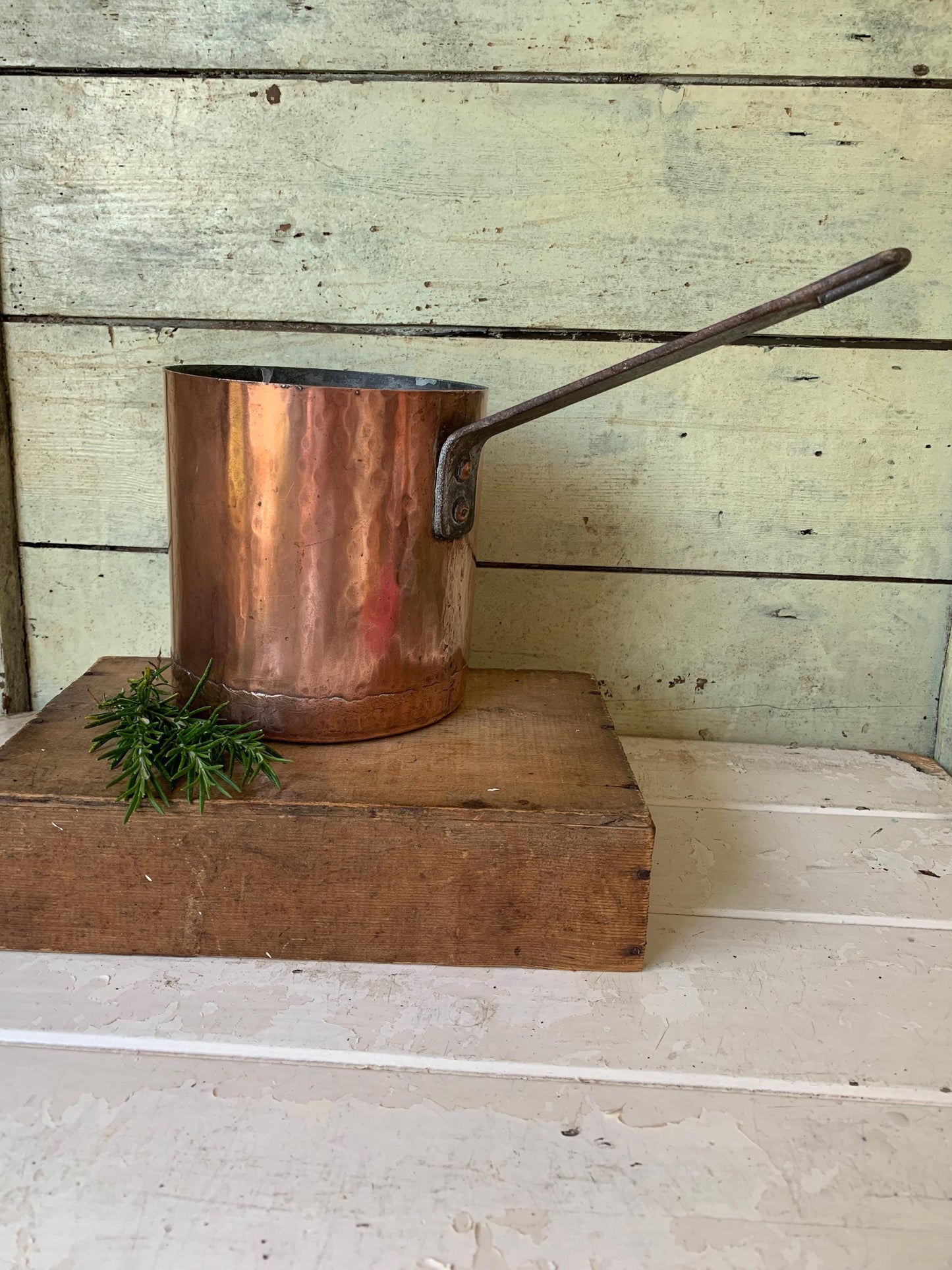 Antique French Copper Deep Saucepan