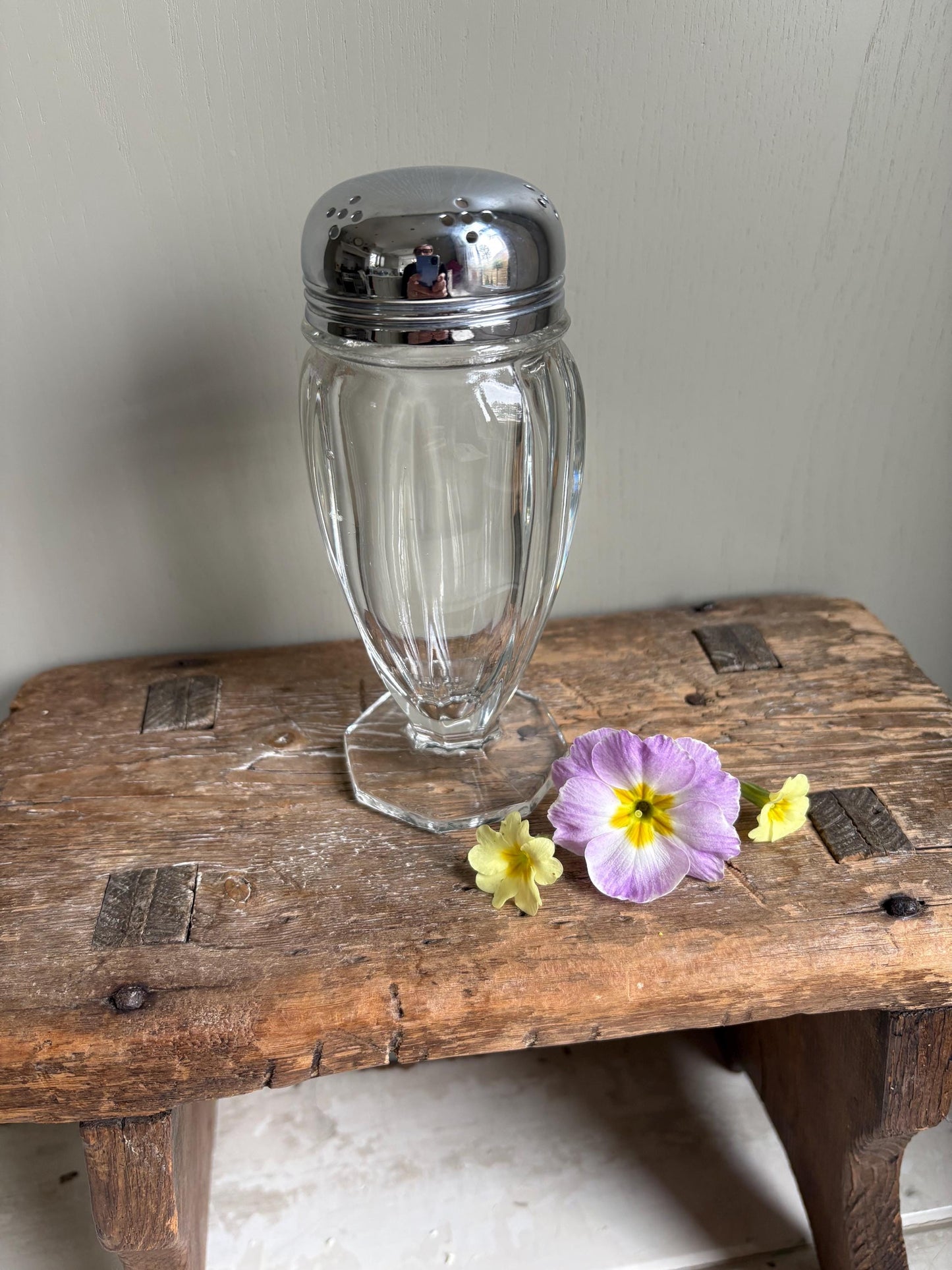 Large glass vintage sugar shaker