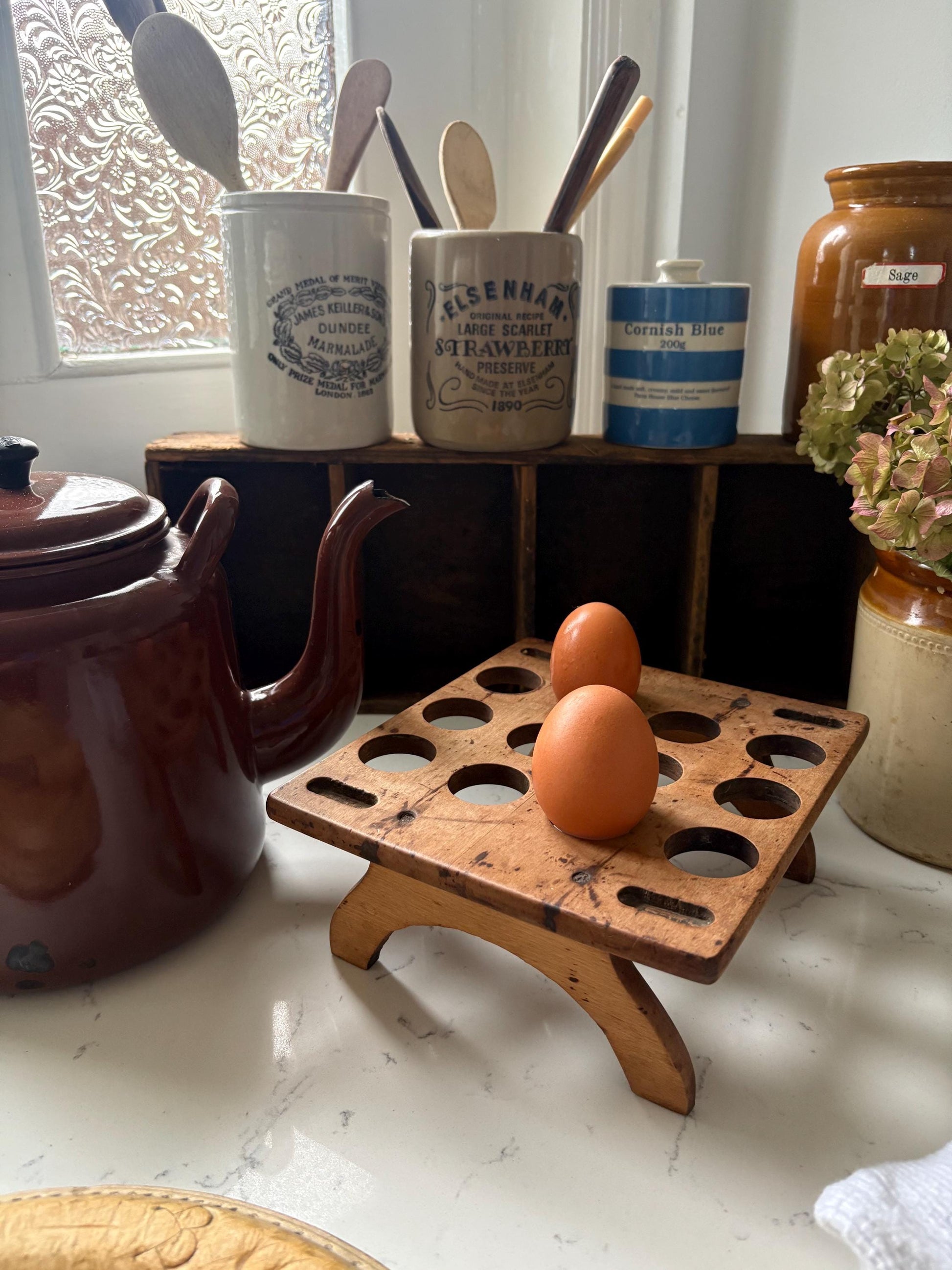 Late Victorian Treen Egg Rack.