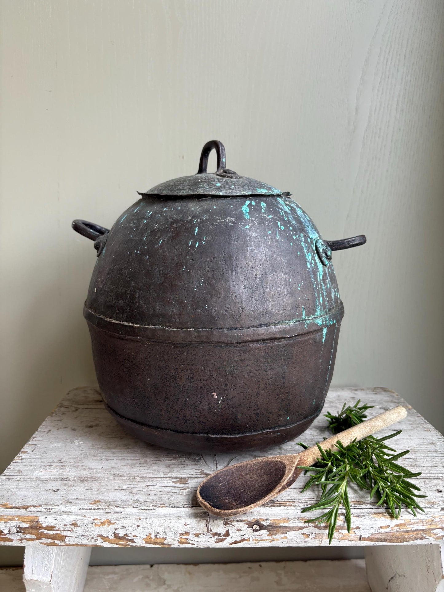 Old French Copper Cauldron, French Copper Cooking Pot, Kitchenalia.
