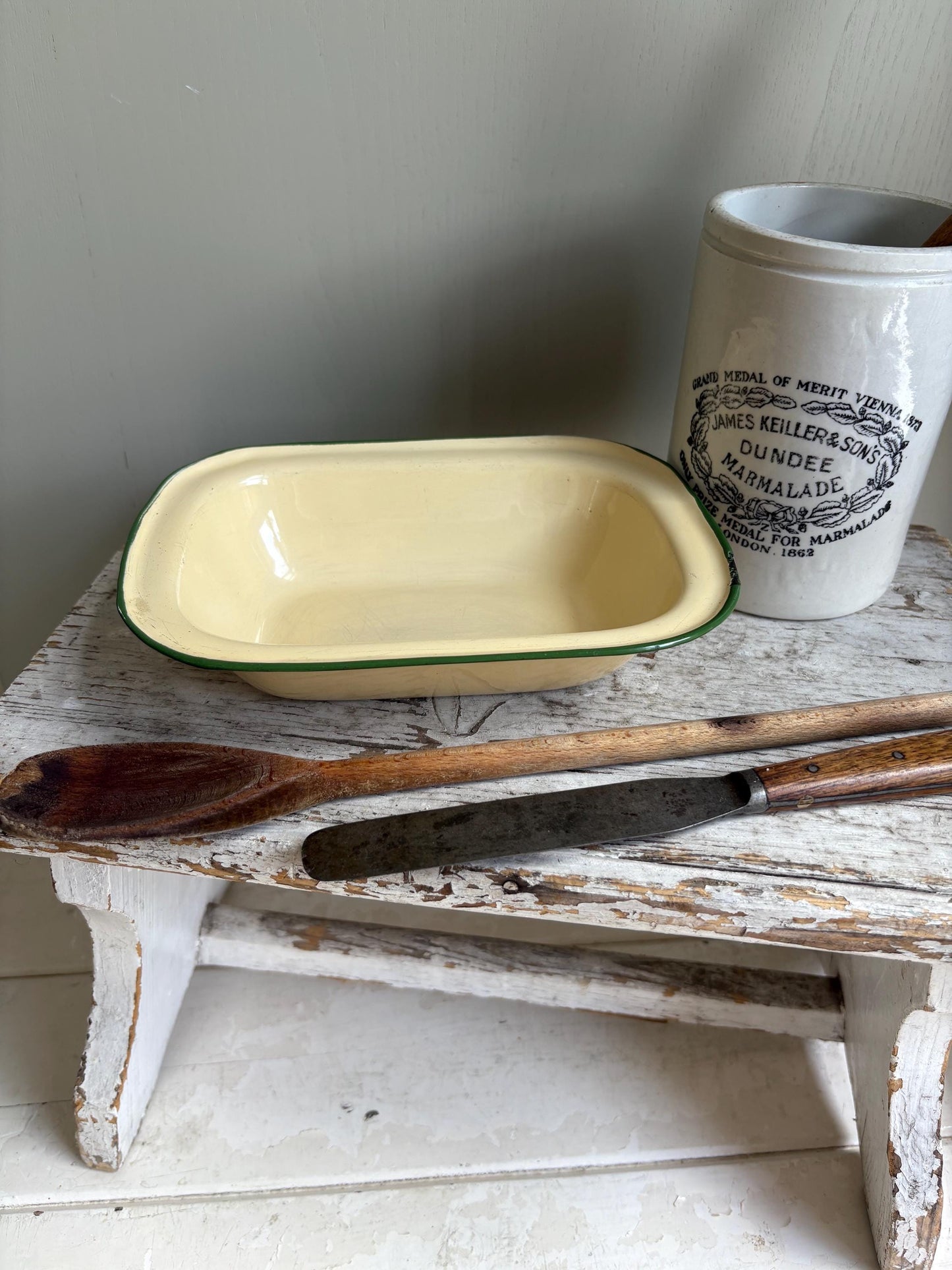 Rectangular Enamelware Pie Dish, Kitchenalia.