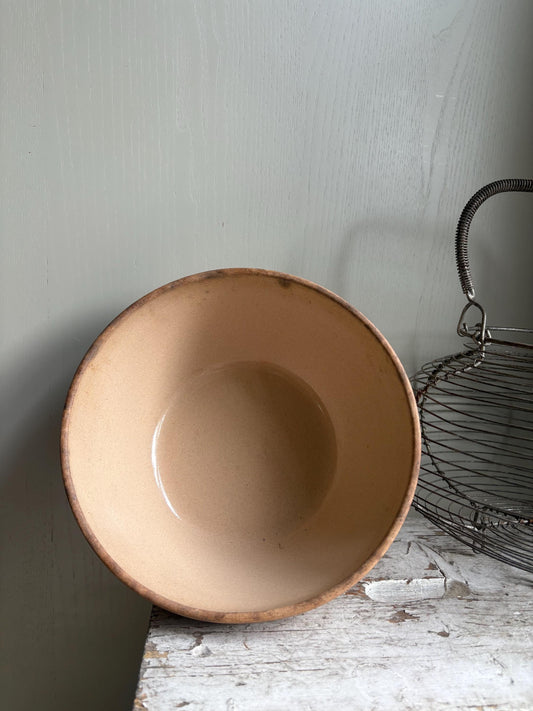 French Vintage Mixing Bowl, Gien stoneware, Rustic French Kitchen Decor.