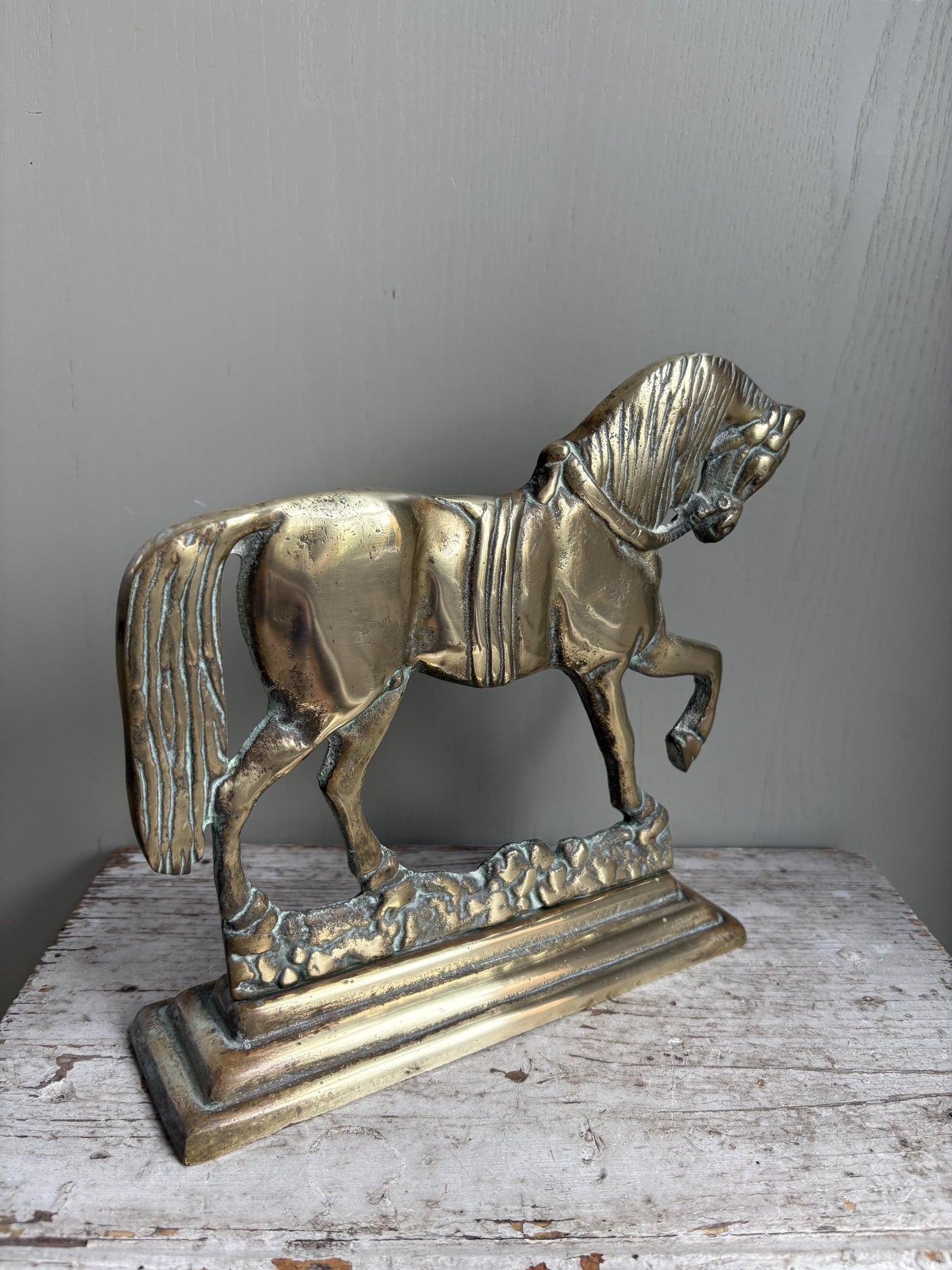 Brass Horse Doorstop, Fireplace decor, Bookend.