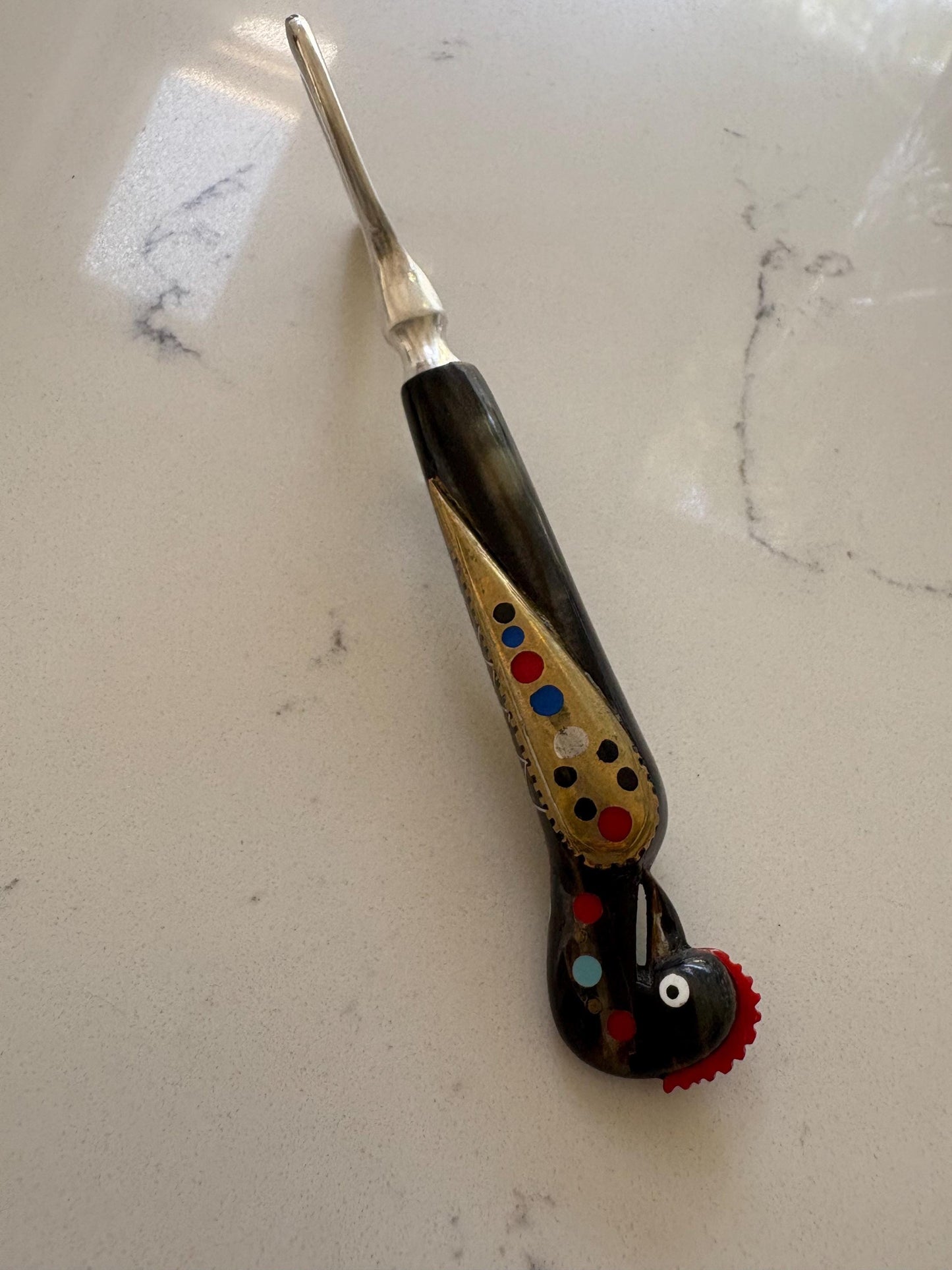 Vintage Jezzine Bird Bottle Opener: Carved Phoenix, Brass Wings