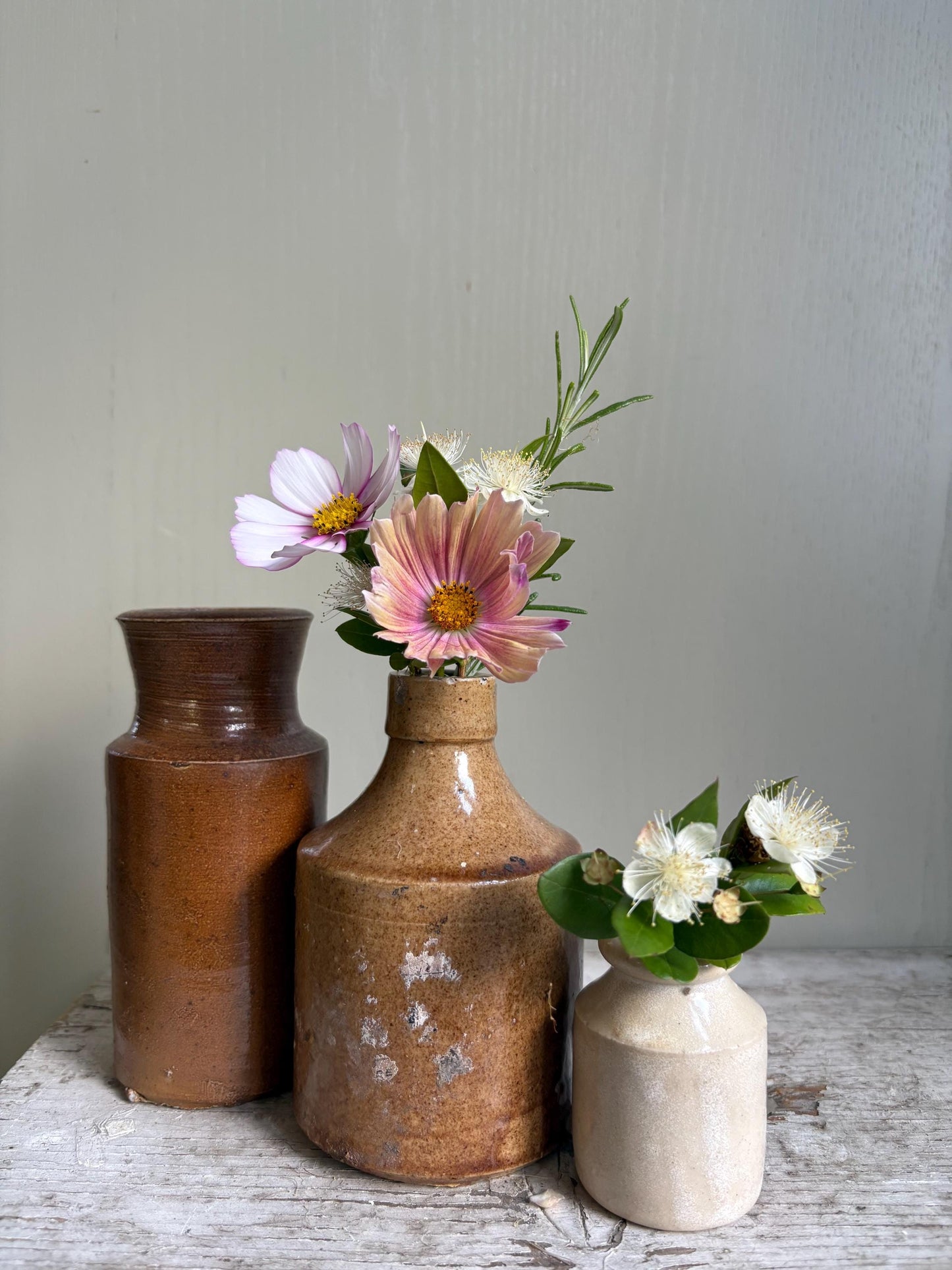Trio of Stoneware Bottles, Price is for all Three! Bud Vases