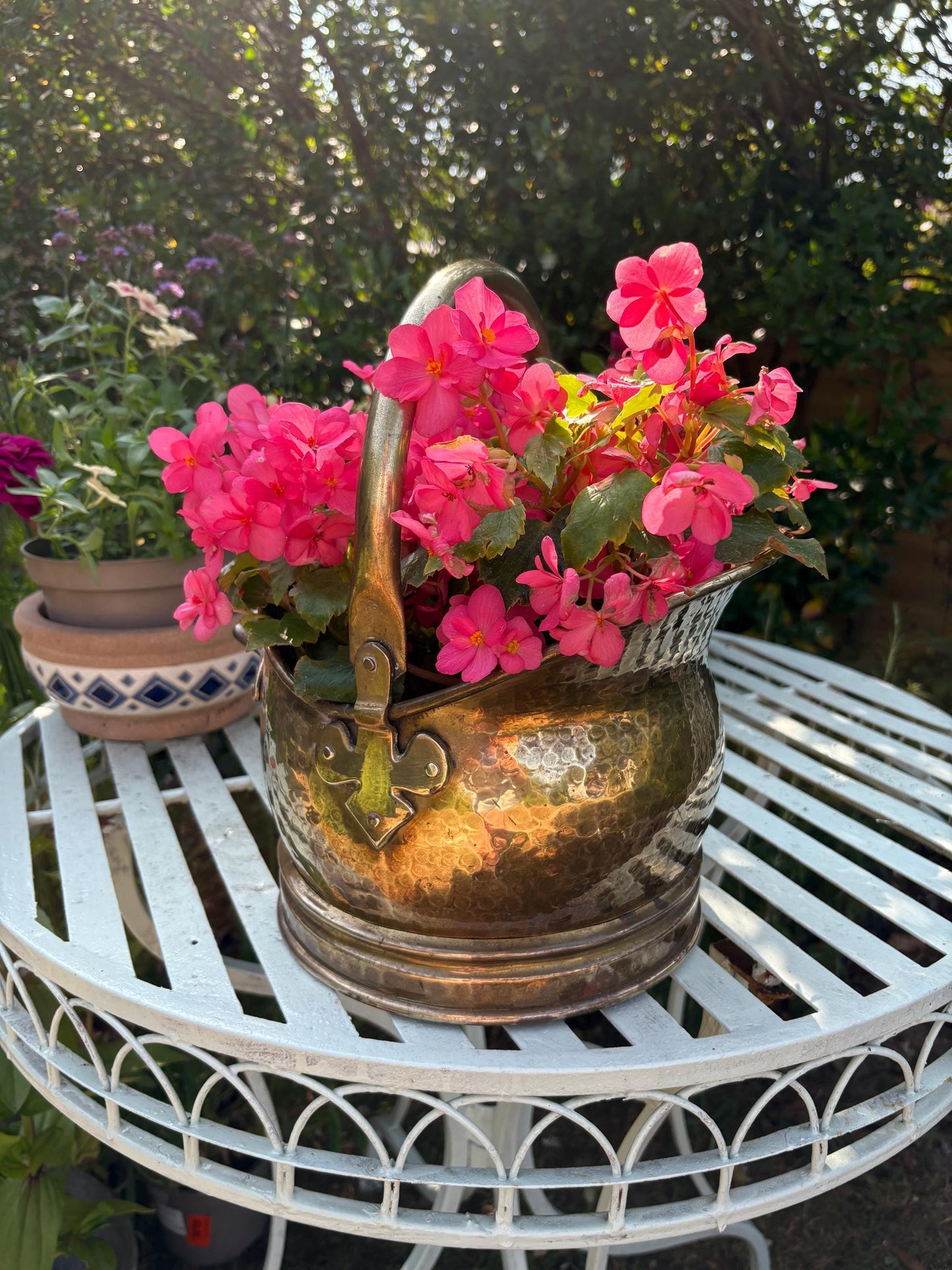 Hammered Brass Coal Bucket: Fireside Log Holder, Planter