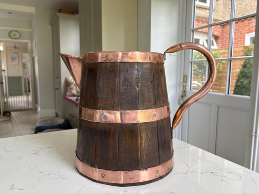 Coopered Oak and Copper Cider Jug, Ale Jug