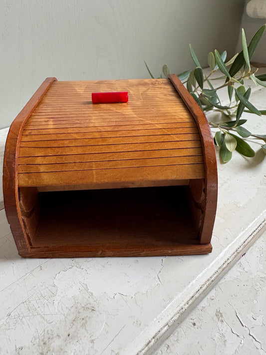 Roll Top Trinket Box: Tambour Sliding Lid, Vintage Decorative Box