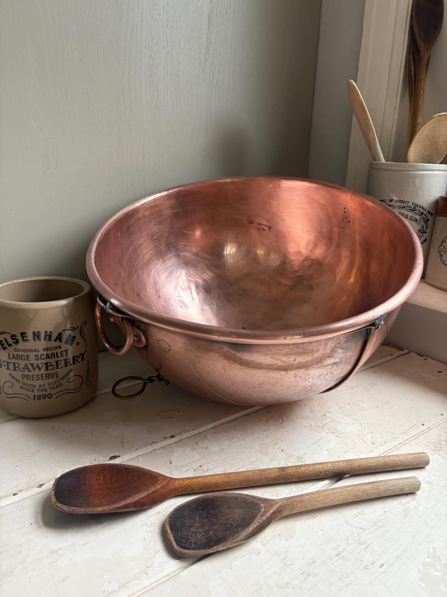 Large Copper Mixing Bowl, Vintage Kitchenalia