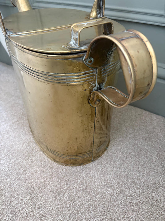 Very Large Brass Hot Water Carrier: Victorian Edwardian Watering Can