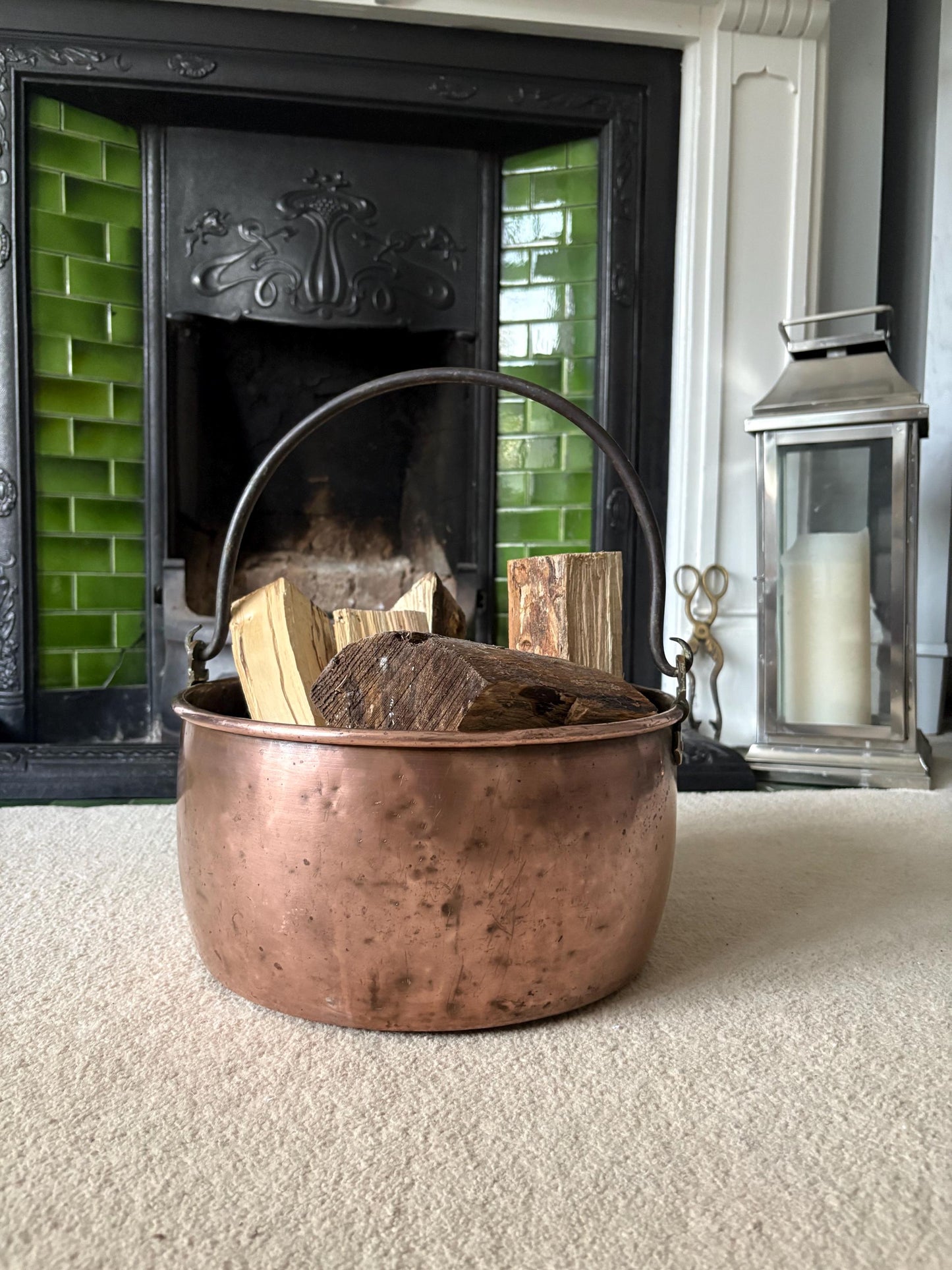Copper Cauldron, Log Bucket, Vintage Copper Pot