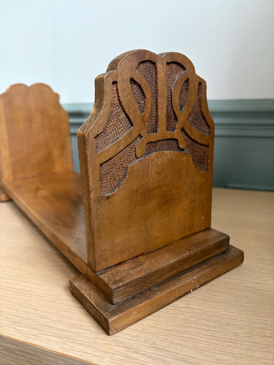 Vintage Oak Book Stand: Art Deco Carved Book Trough