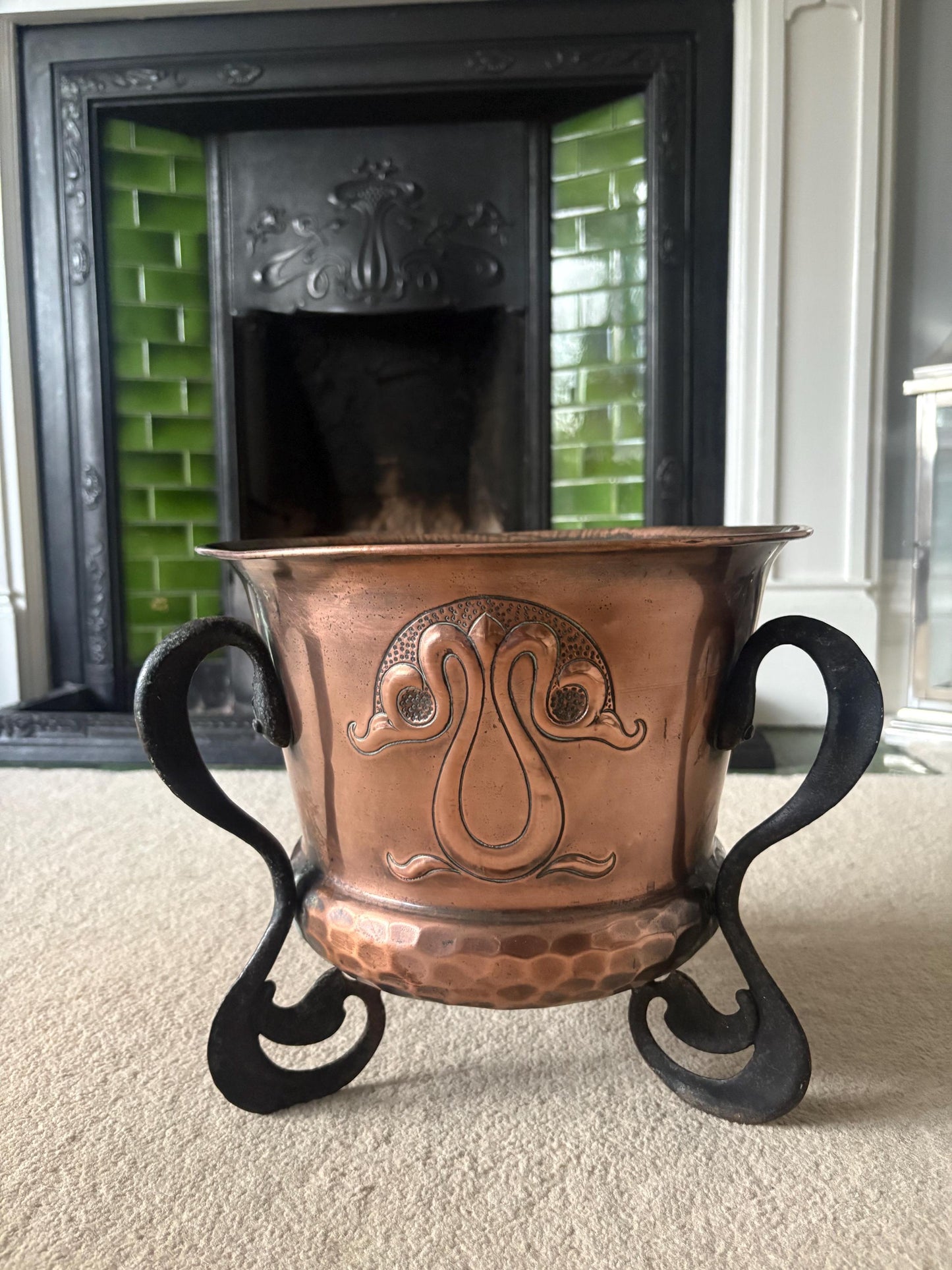 Arts and Crafts Copper Jardinere, Log Bin, Copper Planter.