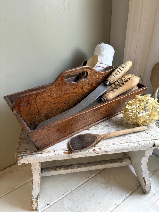 Antique Wooden Cutlery tray, Housemaids Trug,Wooden Trug.