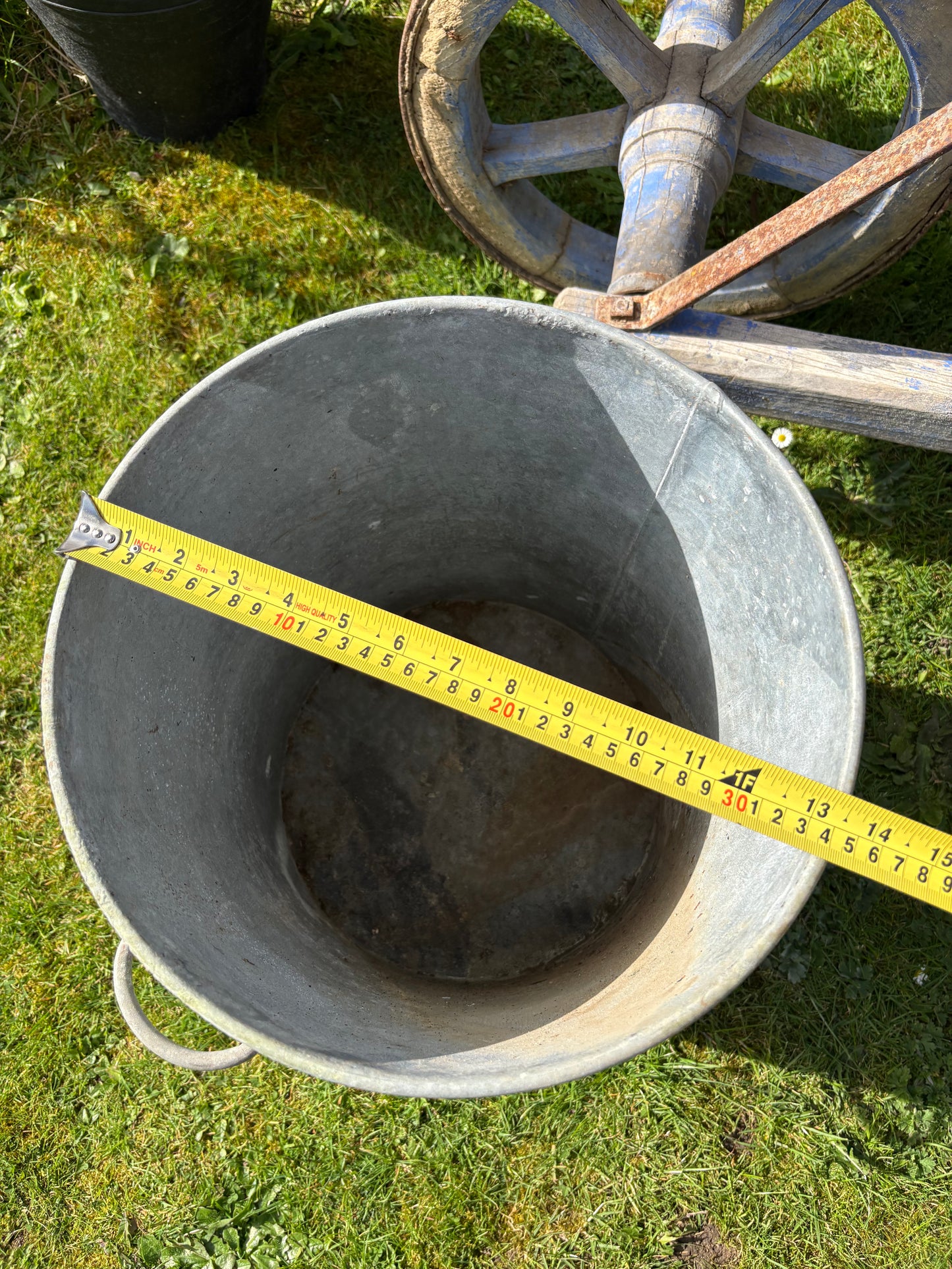 Tall Vintage Galvanised Planter
