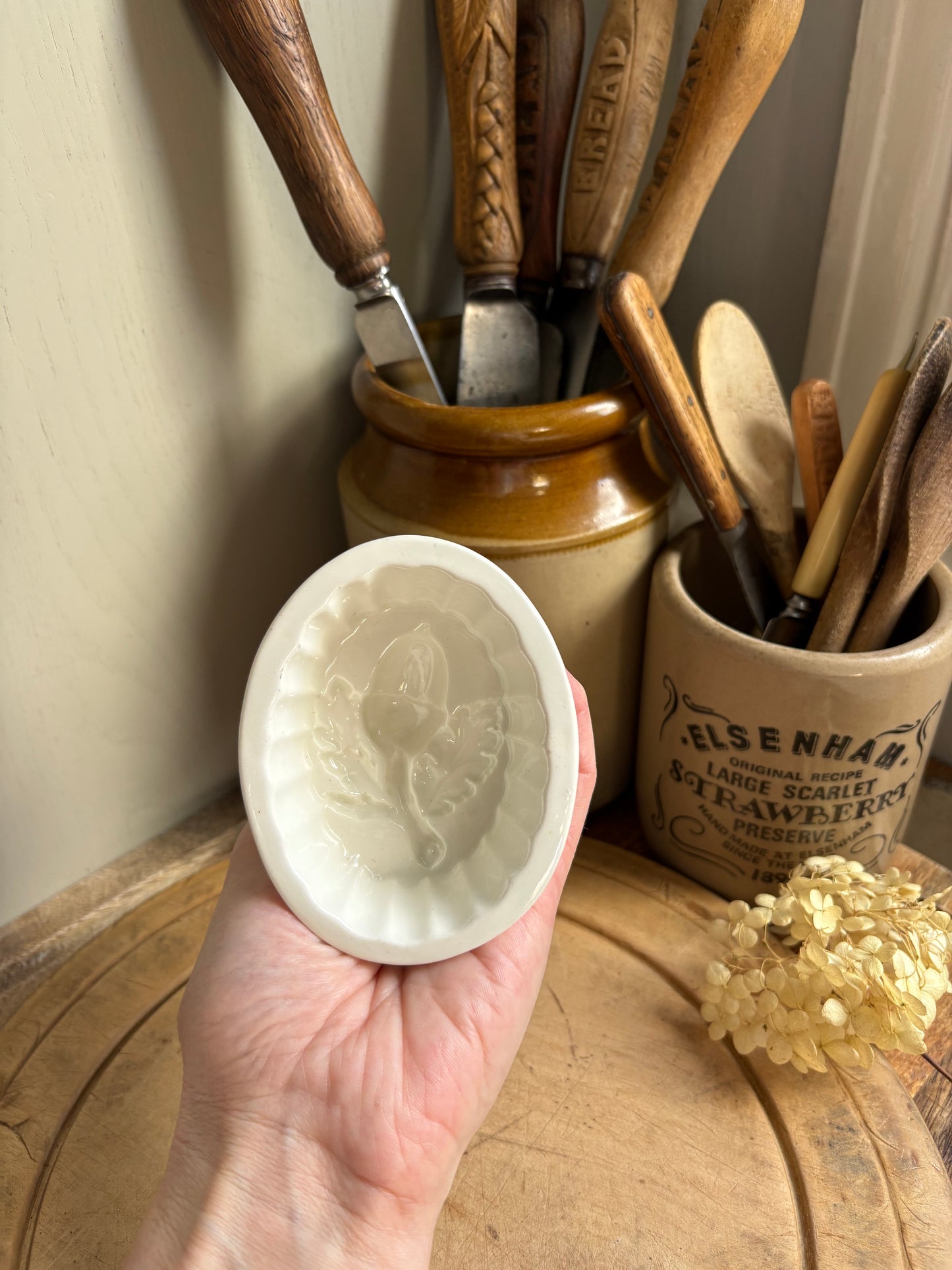Ironstone Jelly Mould, Acorn Jelly Mould, Antique Kitchenalia
