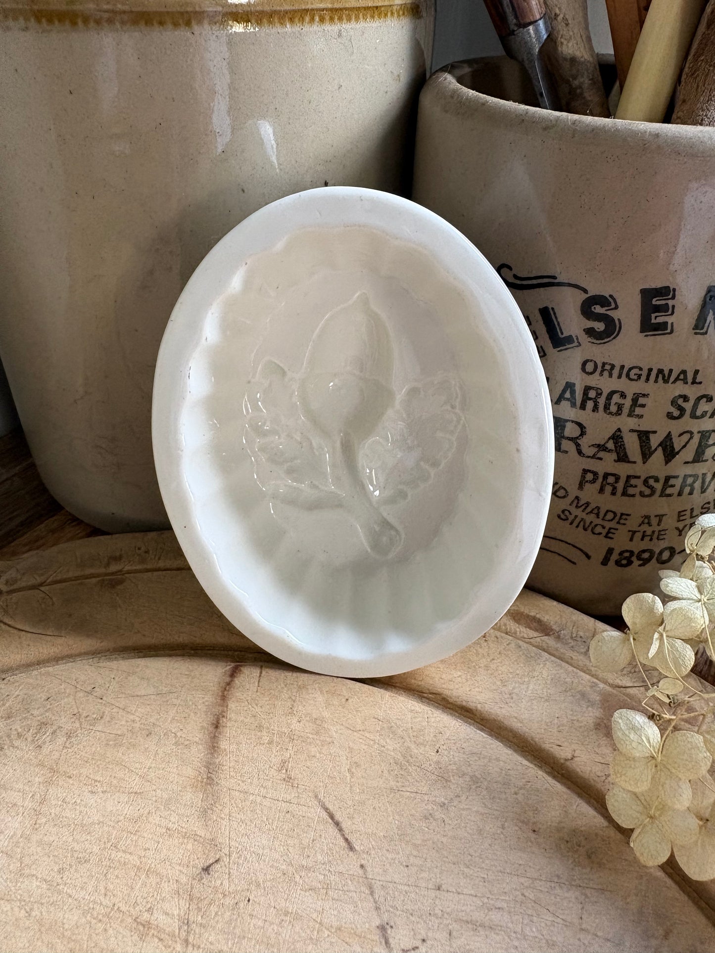 Ironstone Jelly Mould, Acorn Jelly Mould, Antique Kitchenalia
