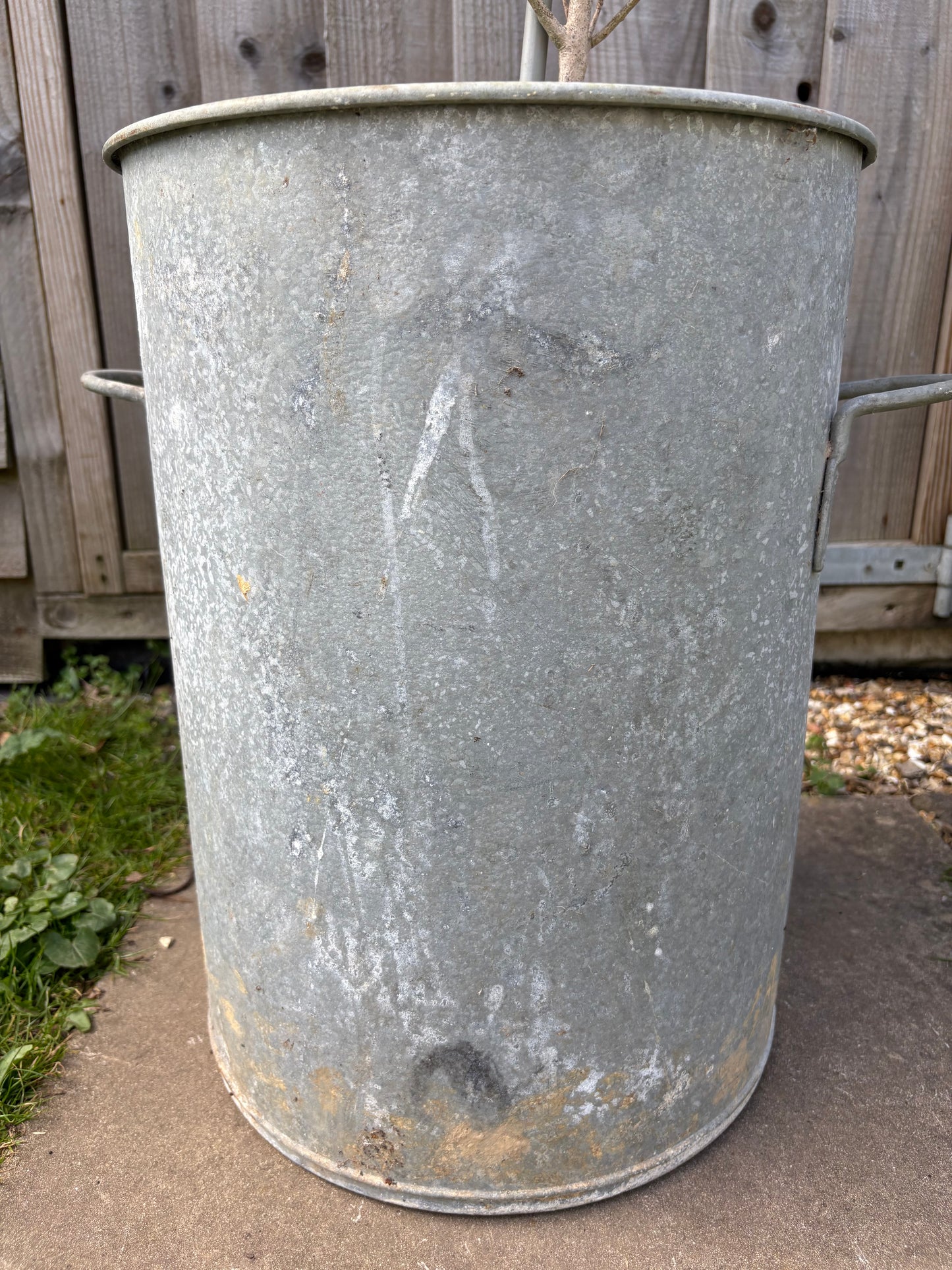 Tall Vintage Galvanised Planter