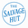 Logo of The Salvage Hut with blue text on a white background