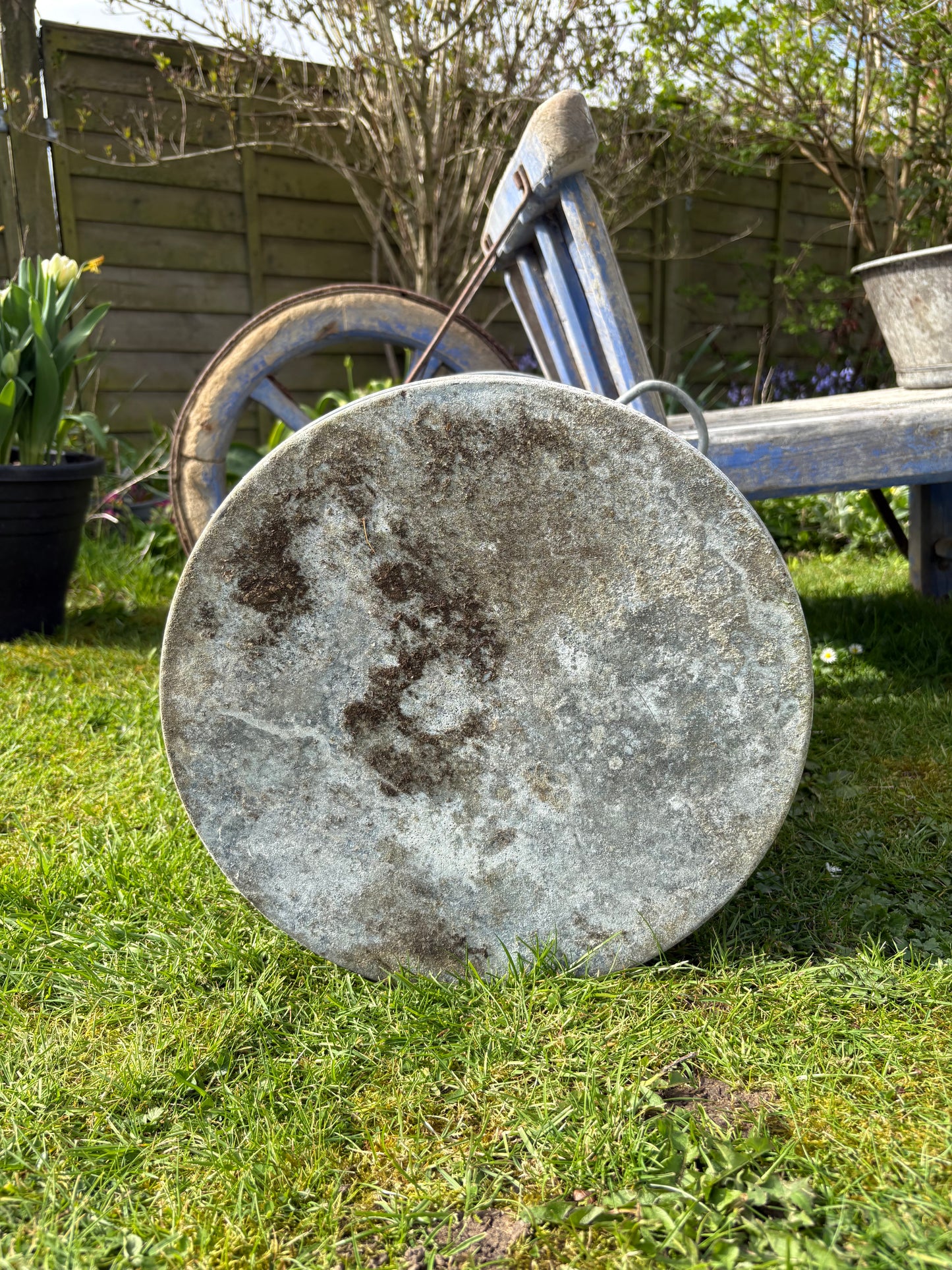 Tall Vintage Galvanised Planter