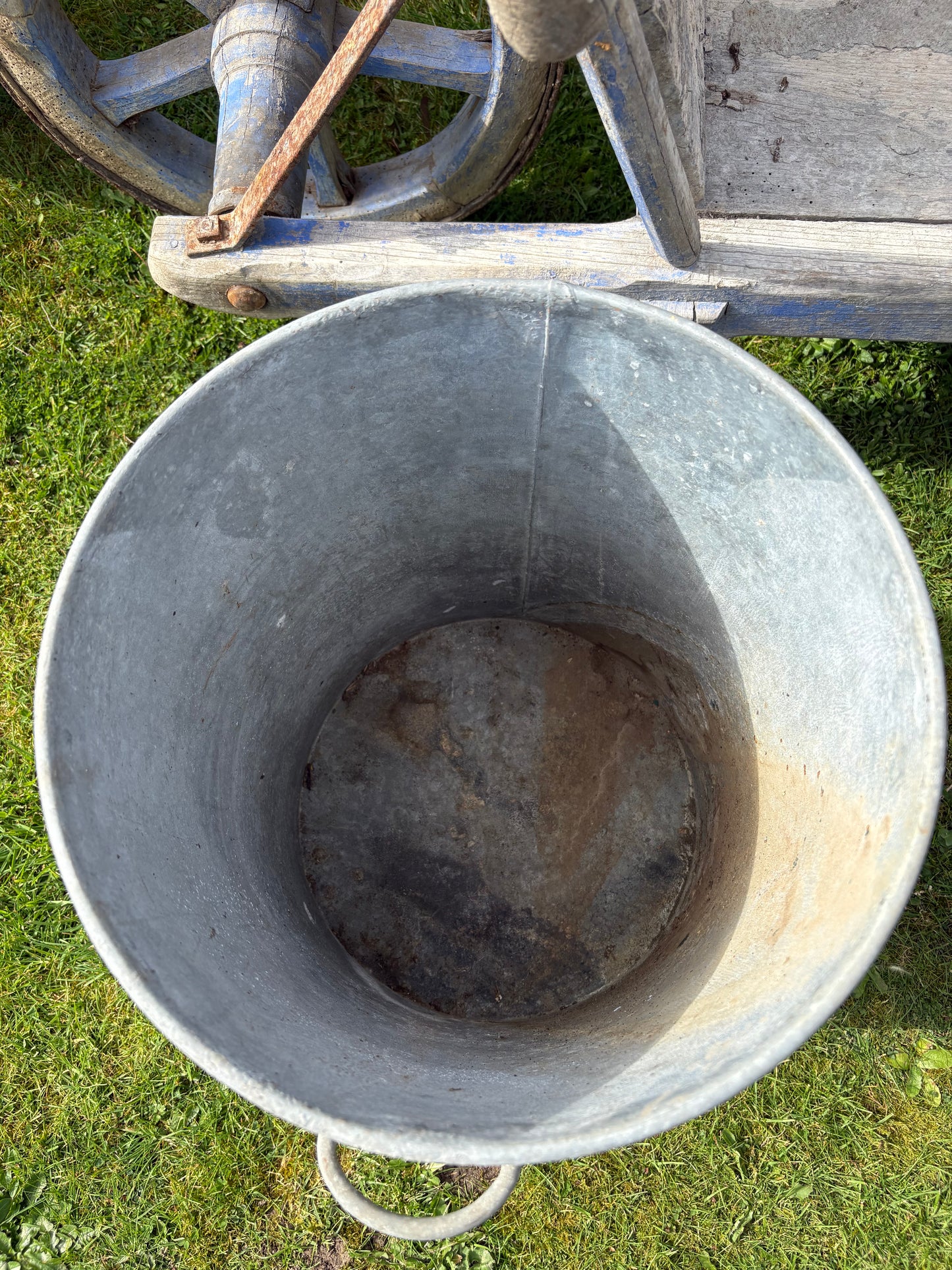 Tall Vintage Galvanised Planter