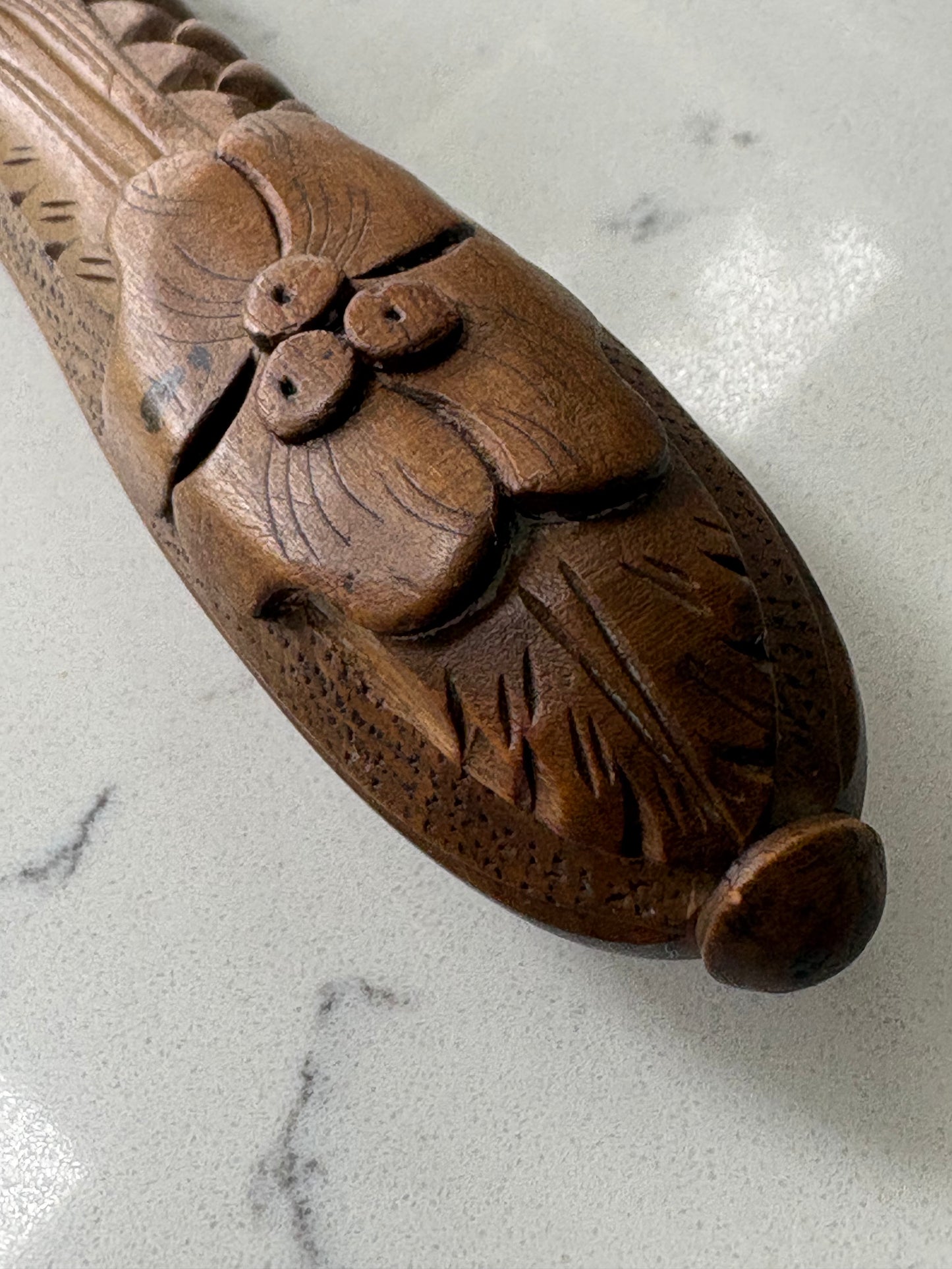 Antique 19th Century Carved Treen Handle, English Bread Knife, Sheffield Steel.