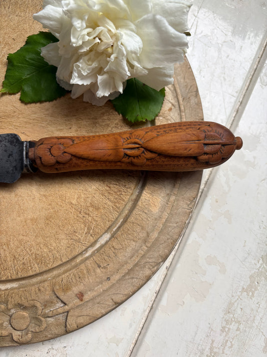 Antique English Carved, Treen Bread Knife, Kitchenalia