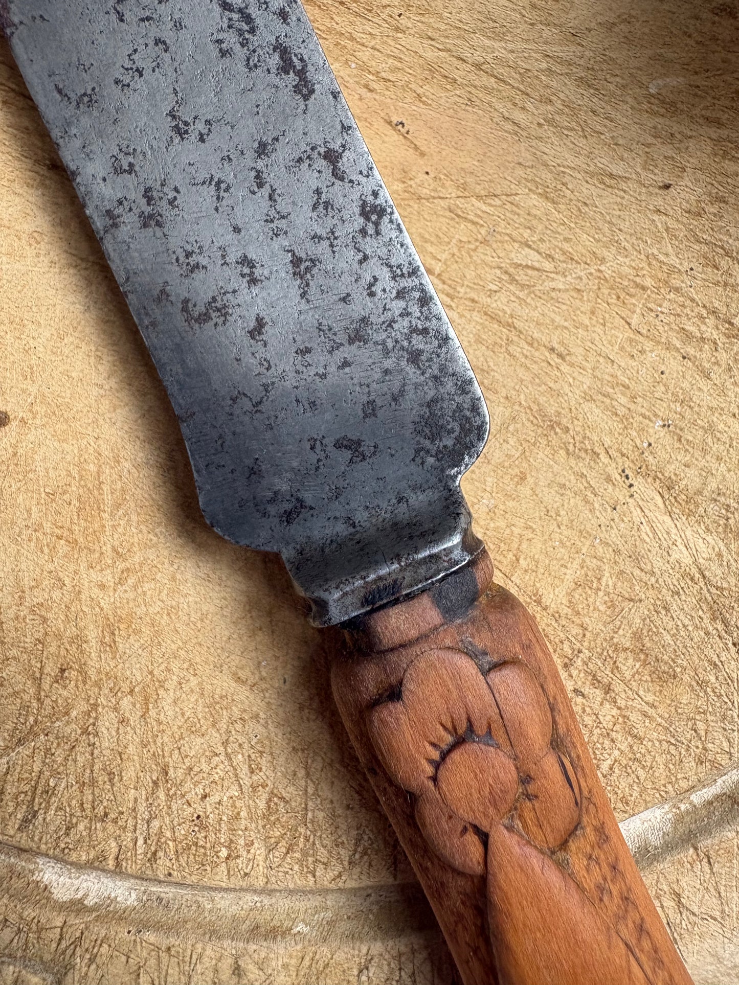 Antique English Carved, Treen Bread Knife, Kitchenalia