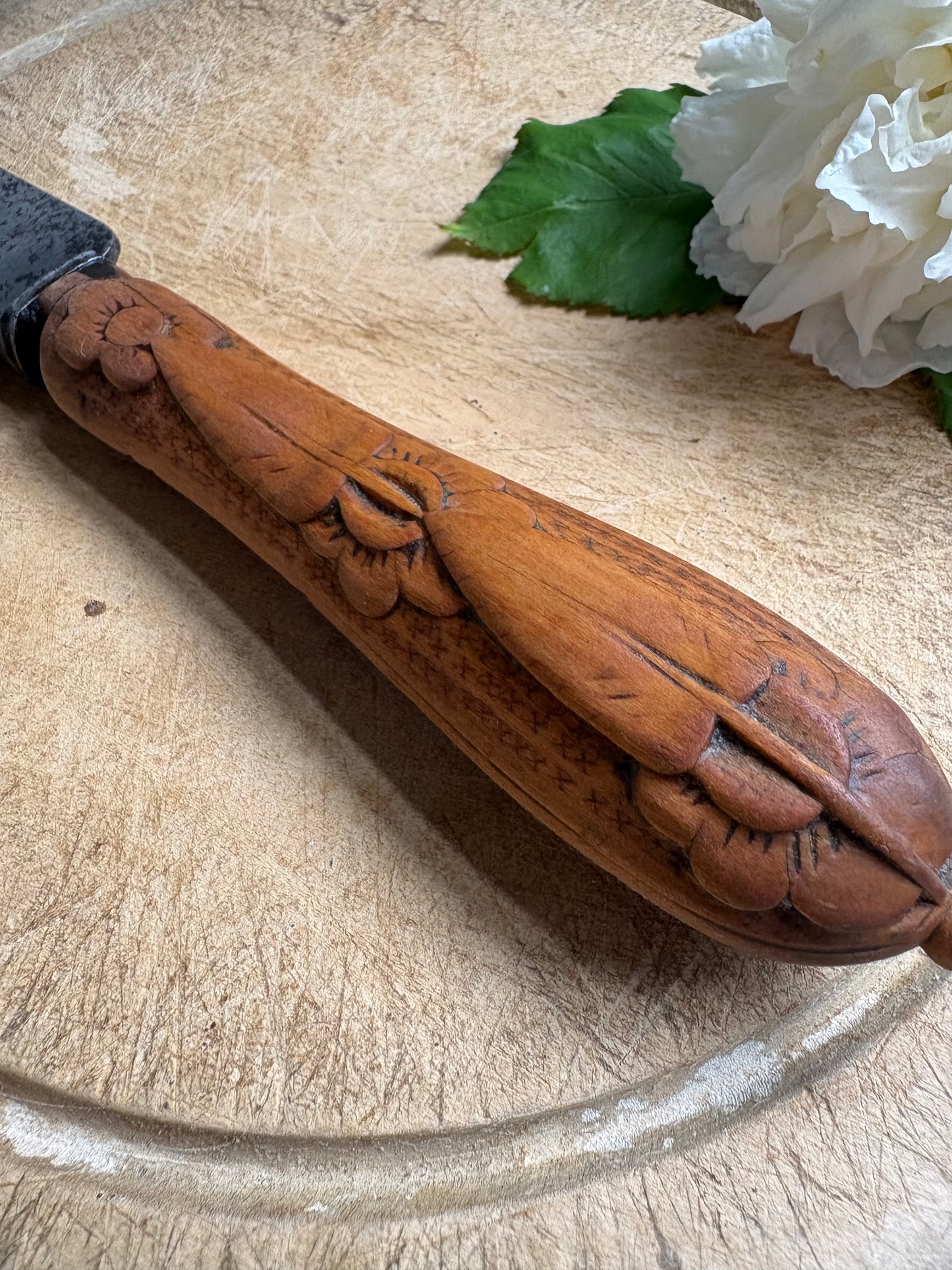 Antique English Carved, Treen Bread Knife, Kitchenalia