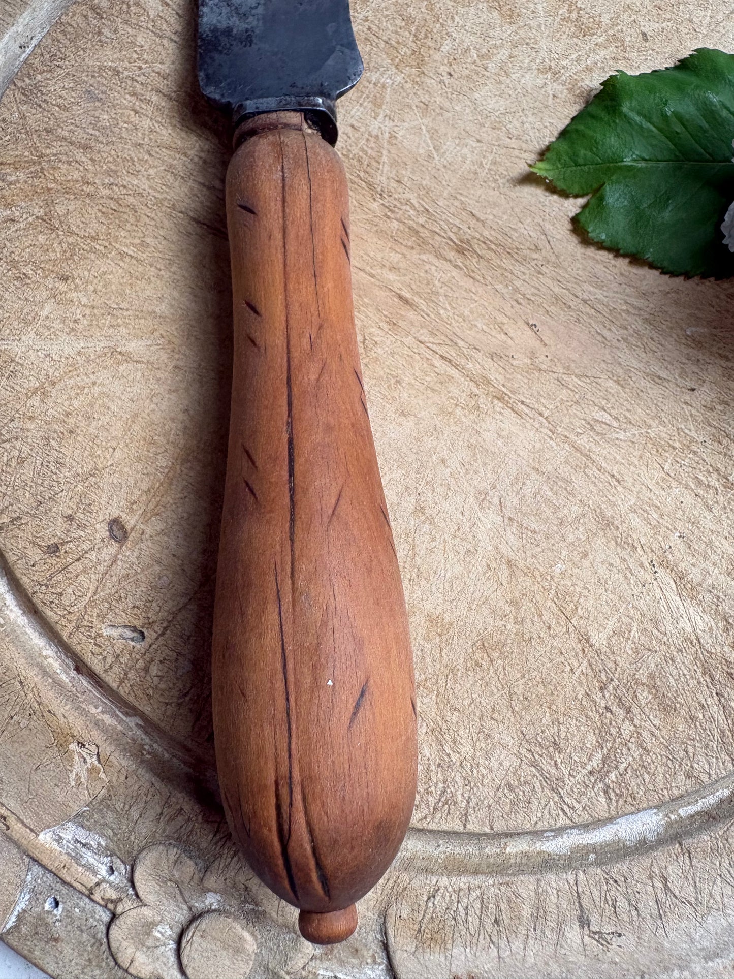 Antique English Carved, Treen Bread Knife, Kitchenalia