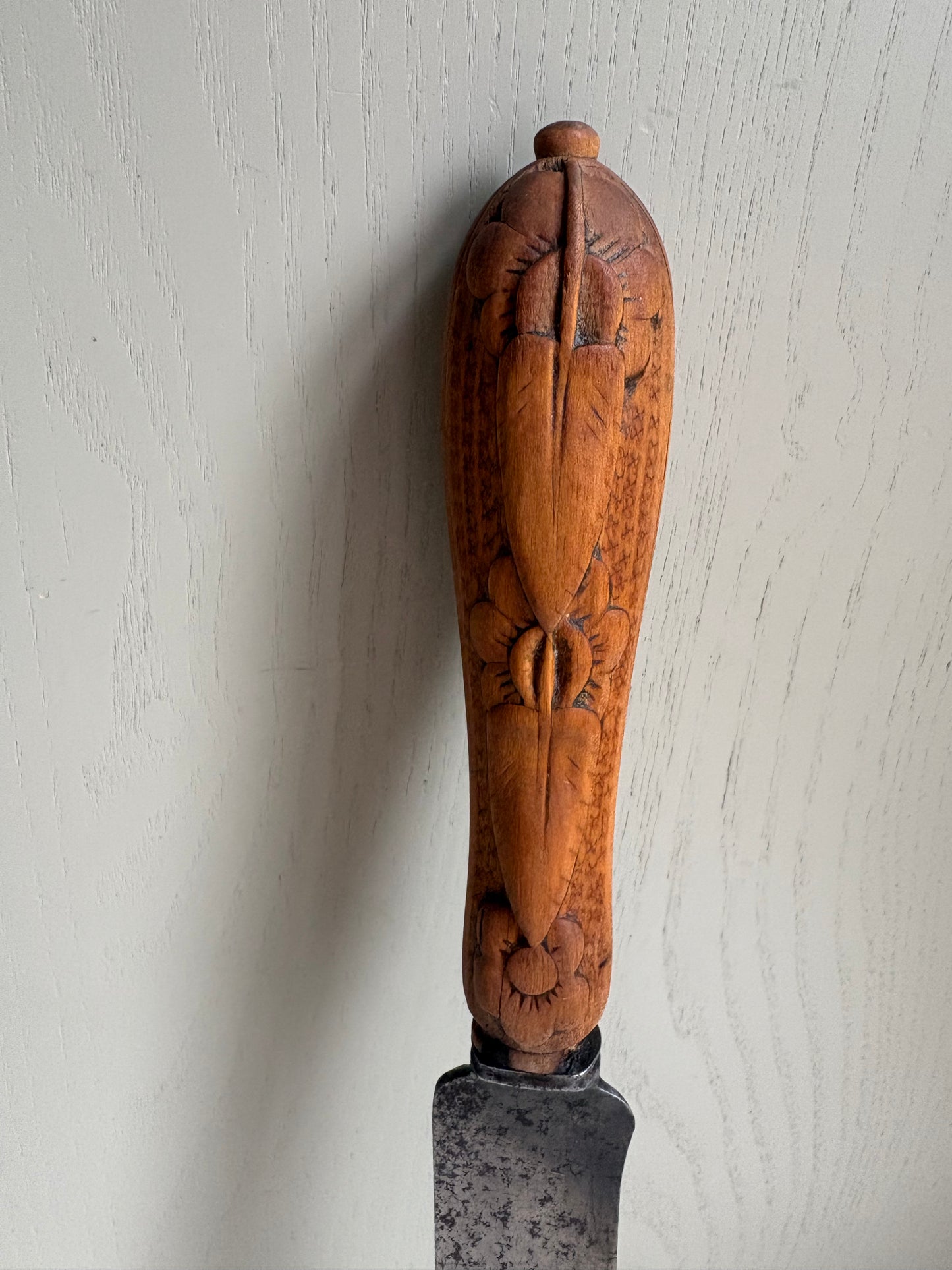 Antique English Carved, Treen Bread Knife, Kitchenalia