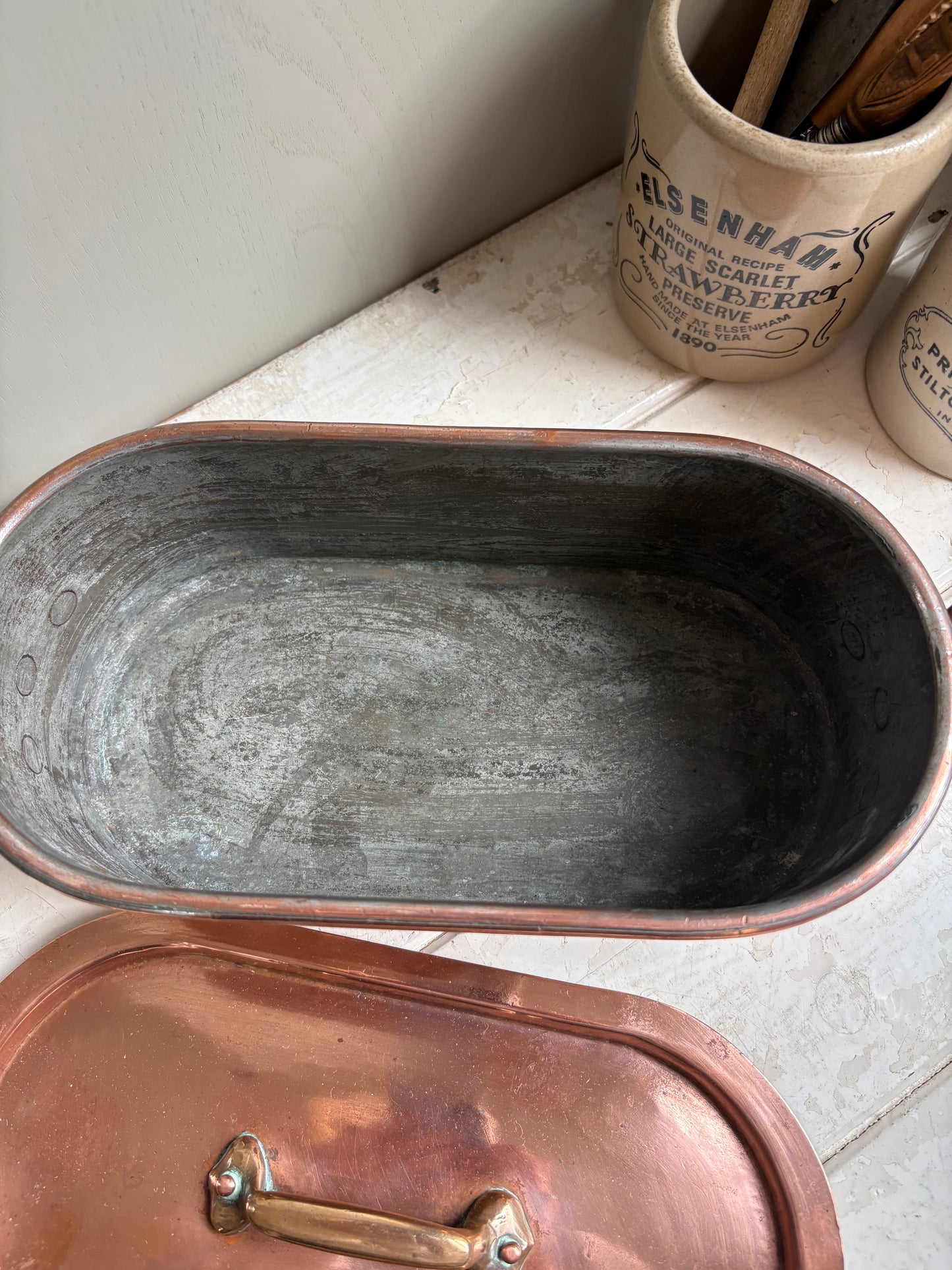 Antique Copper Fish Kettle, Kitchenalia.