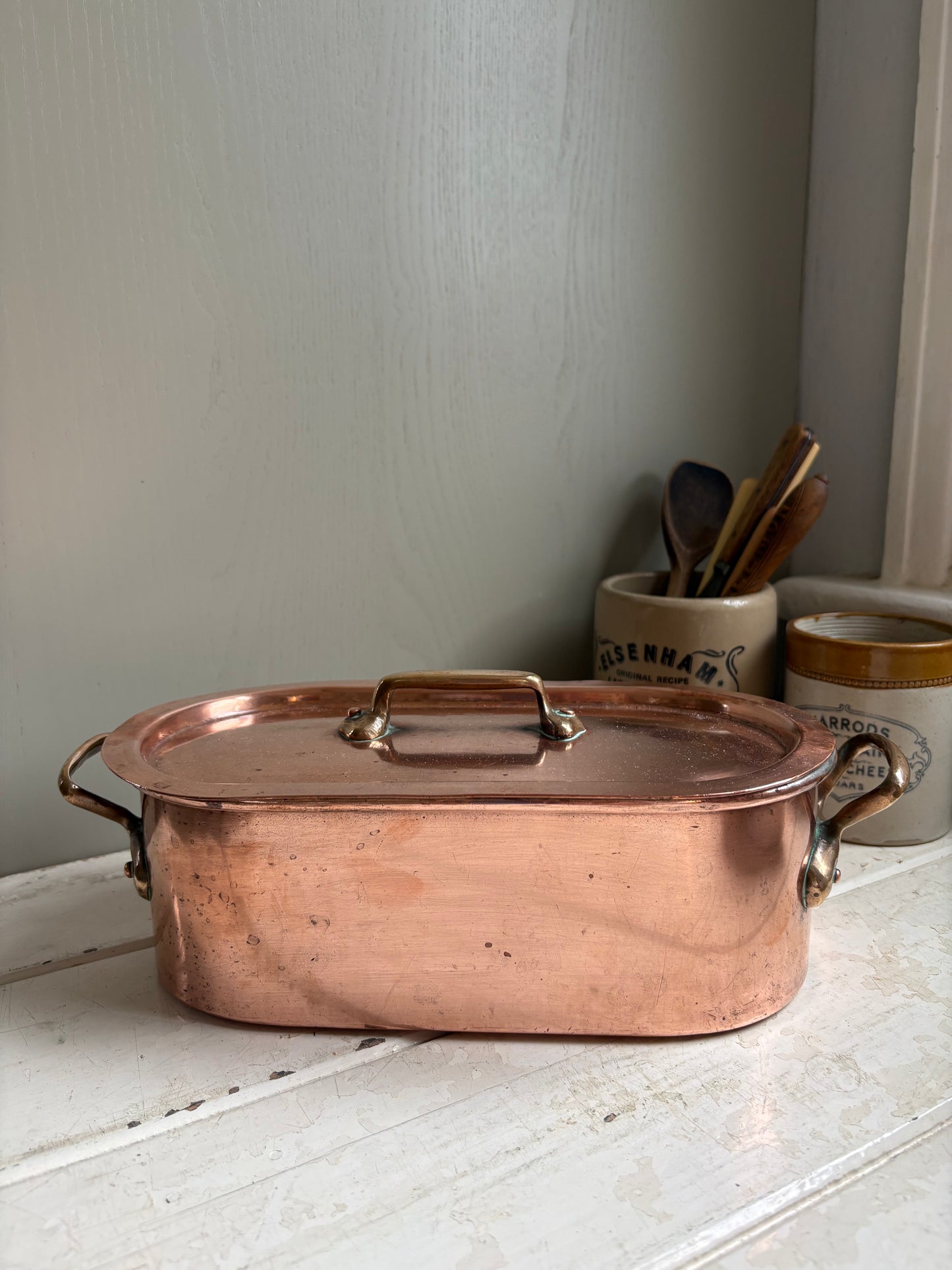 Antique Copper Fish Kettle, Kitchenalia.