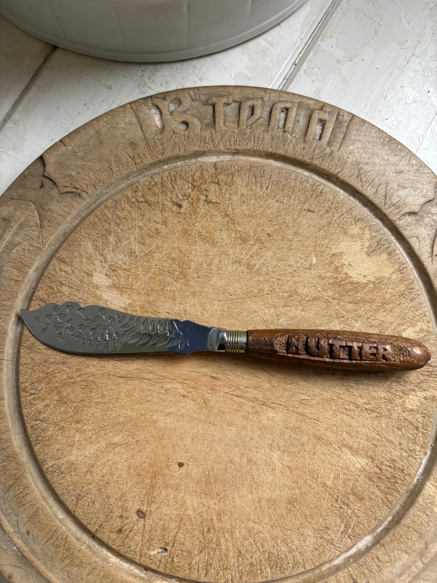 Vintage BUTTER Carved Butter Spreader