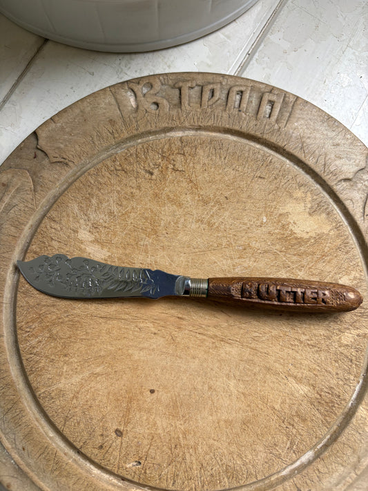 Vintage BUTTER Carved Butter Spreader