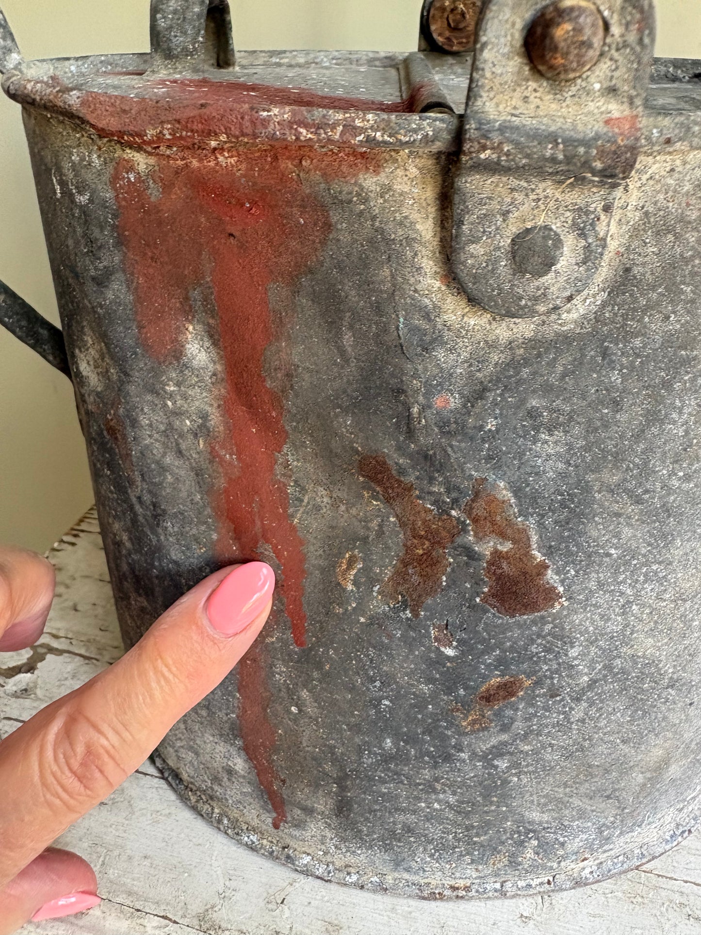 Galvanised water can, War department