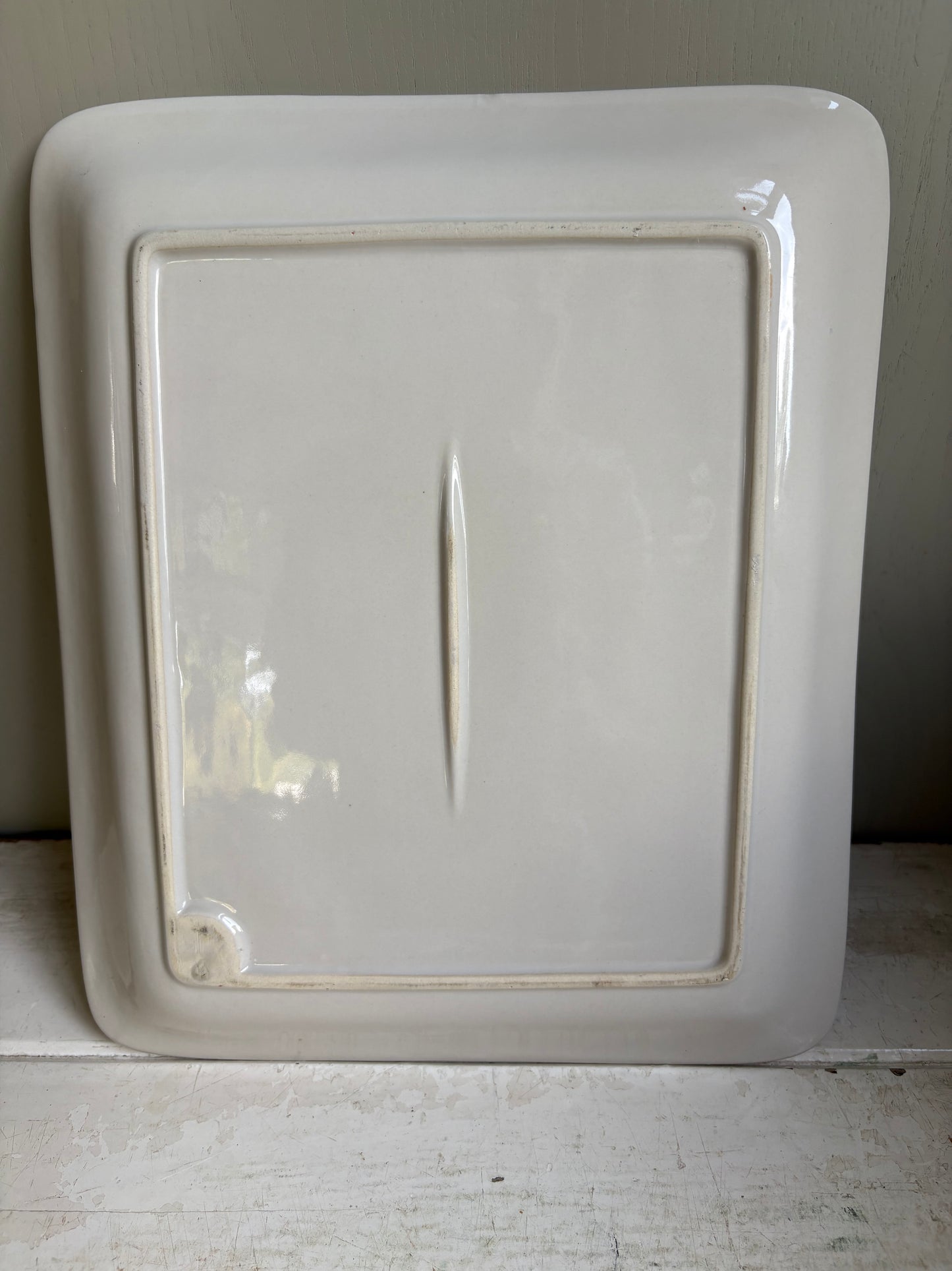 Rear view of clean arly 20th century English ironstone DCL Yeast advertising shop counter display plate 