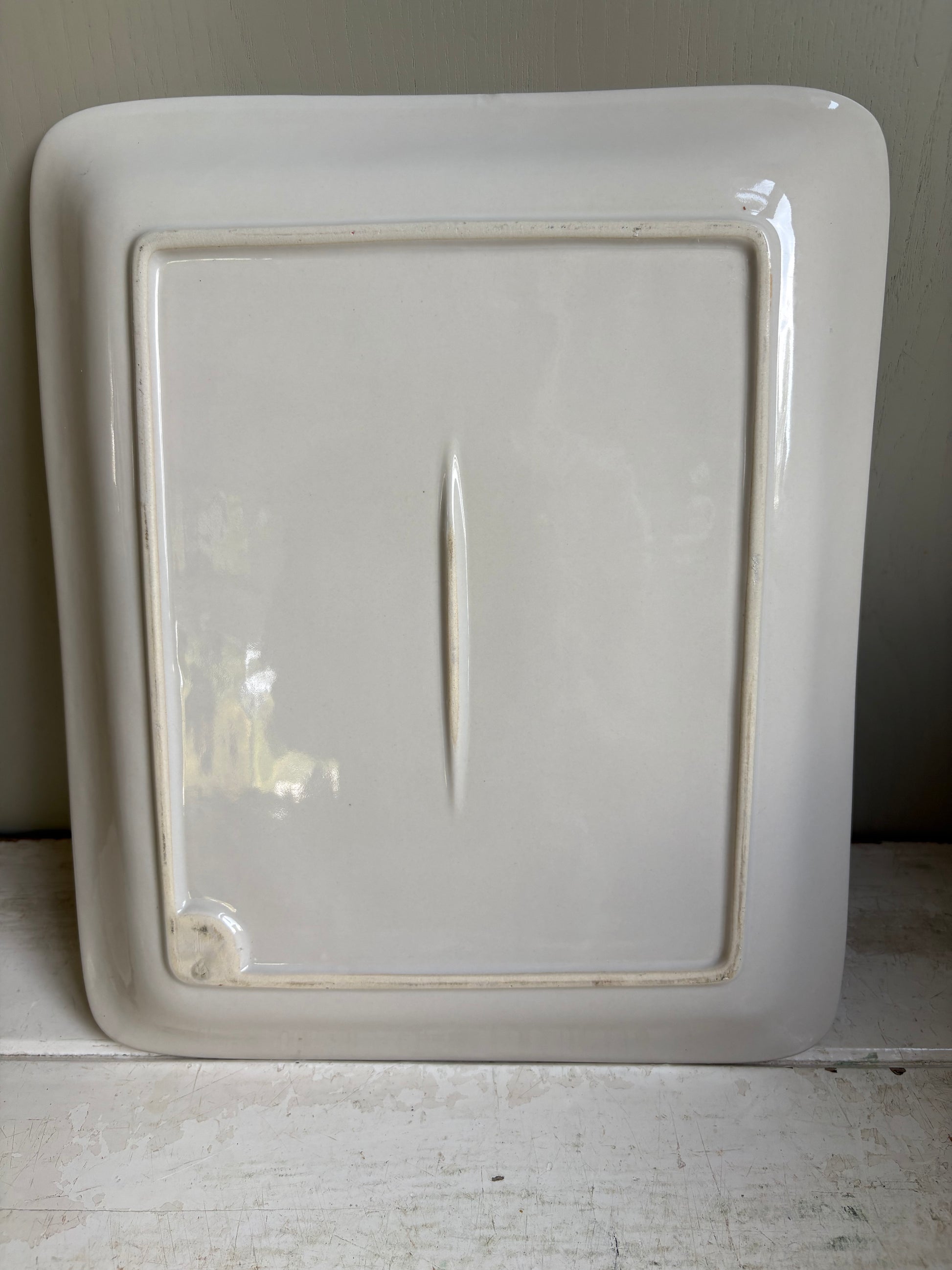 Rear view of clean arly 20th century English ironstone DCL Yeast advertising shop counter display plate 