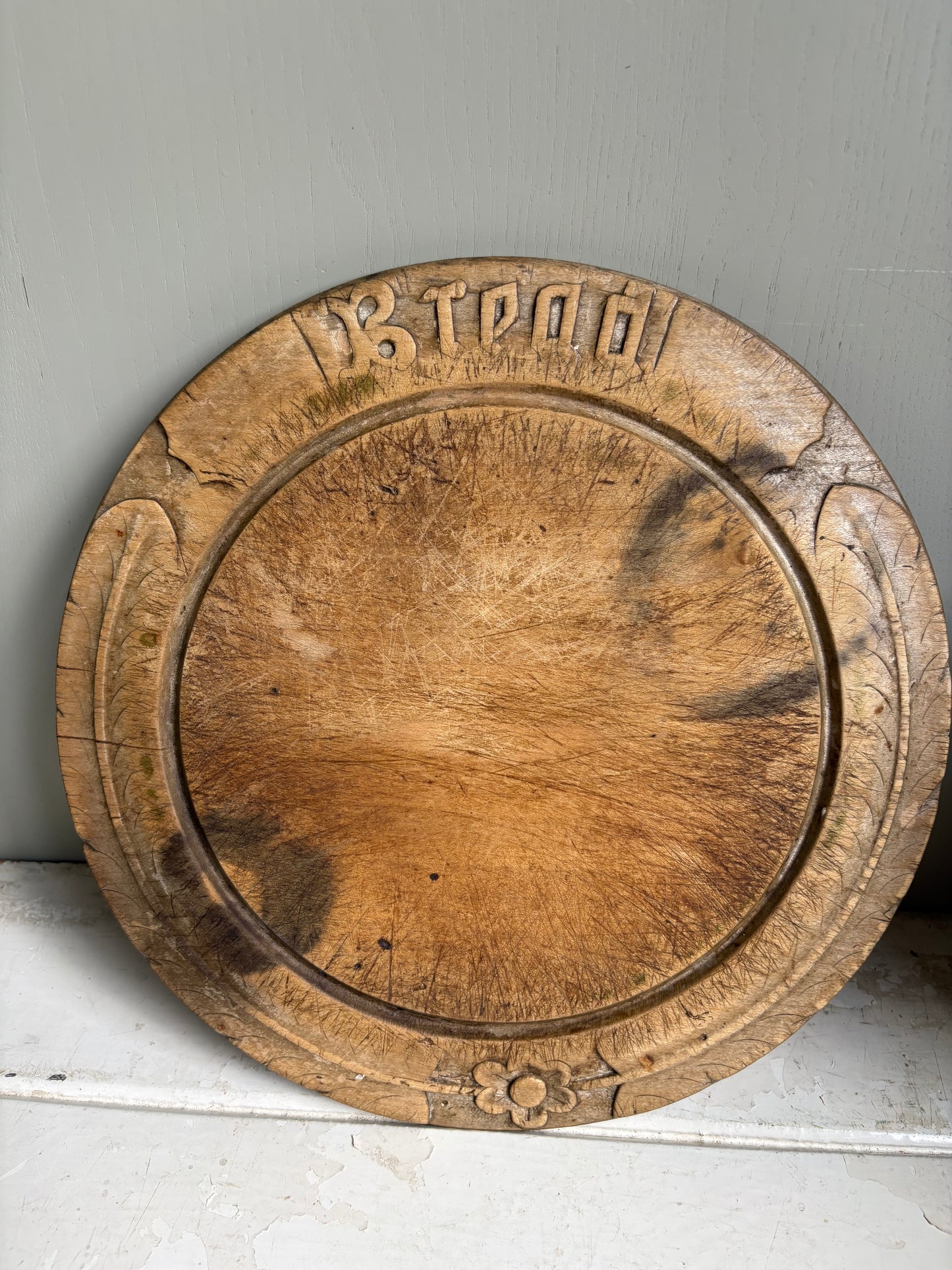 Antique Carved Bread Board, Kitchenalia
