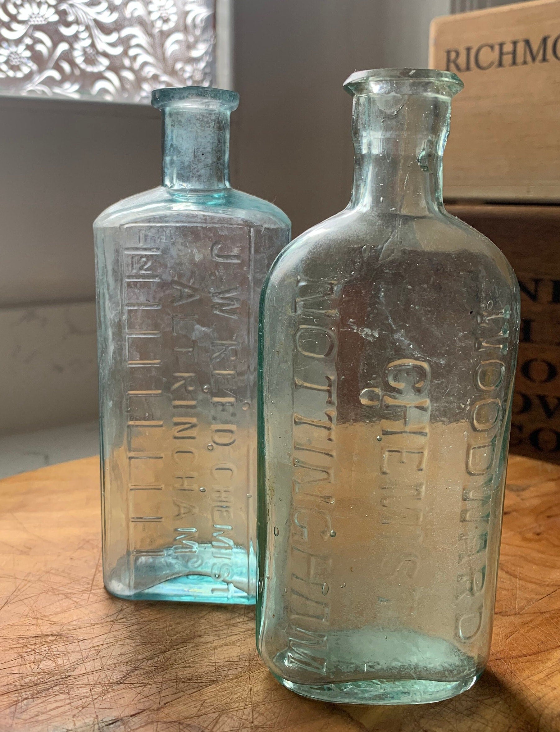 Pair of Vintage Chemist Bottles