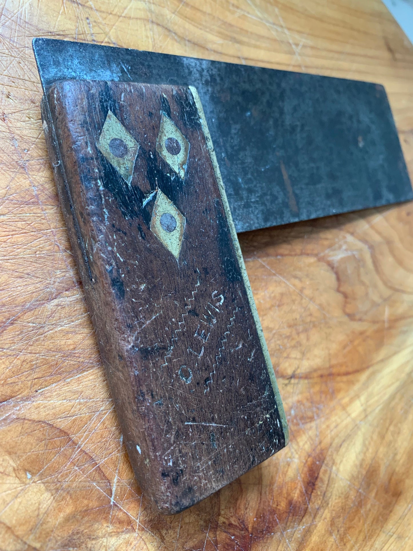 Vintage Carpenter square, with brass detailing