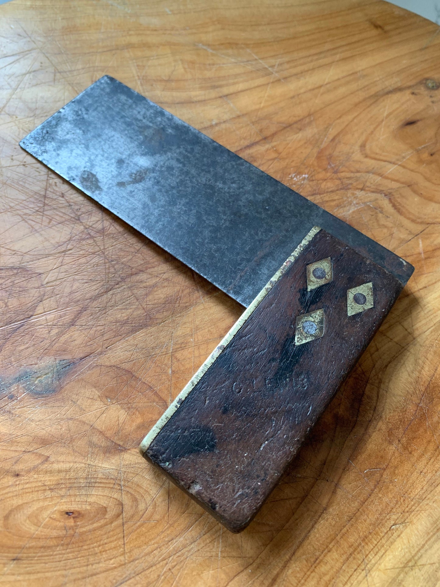 Vintage Carpenter square, with brass detailing