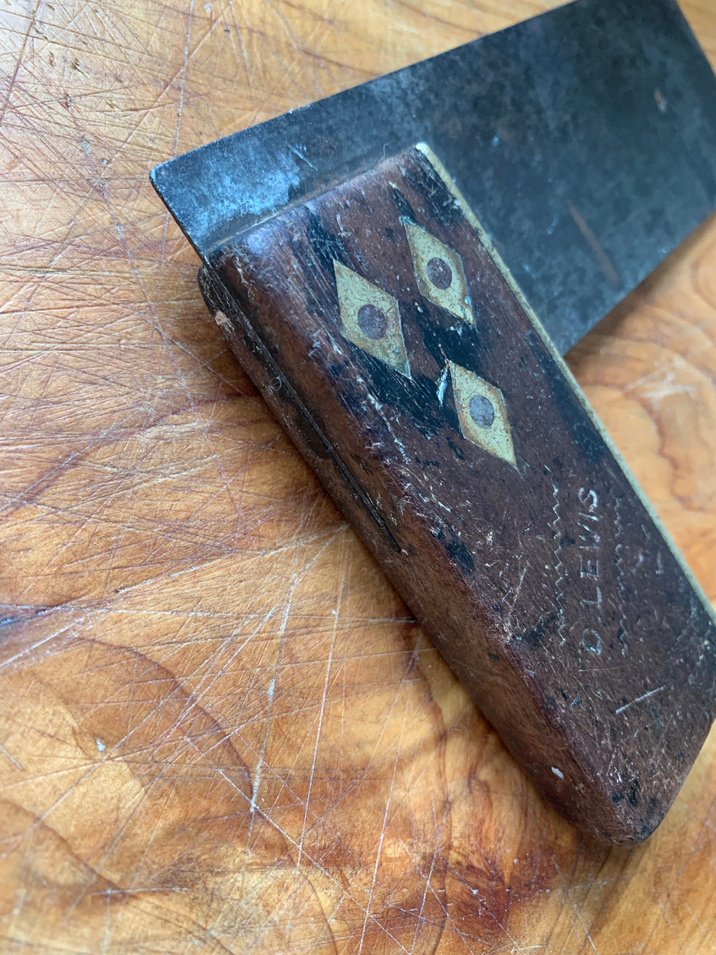 Vintage Carpenter square, with brass detailing